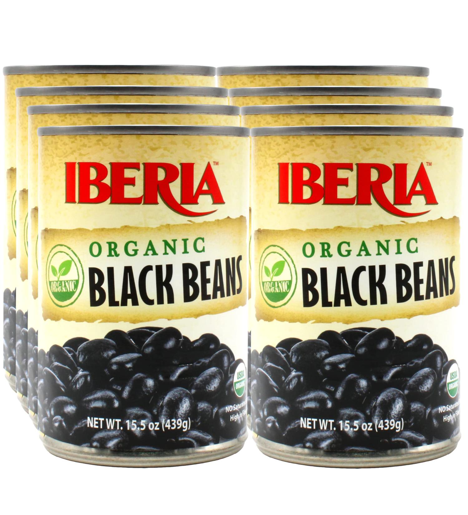 Iberia Organic Black Beans 15.5oz - Pack of 8 | Premium Quality, Non-GMO, Gluten-Free - Buy Online on SooperMarket.com