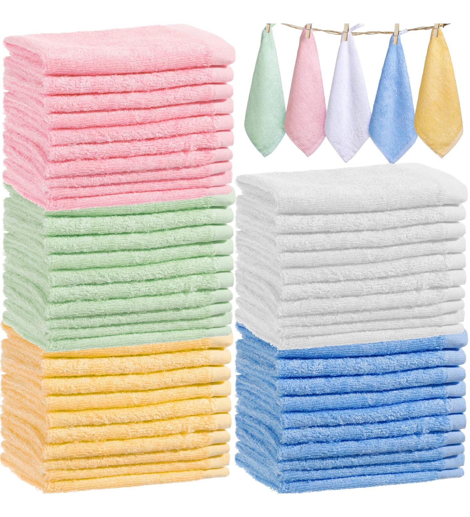 100 Pcs Bamboo Washcloths Towel Bulk - Soft & Absorbent 10x10 Inch Baby & Face Towel for Bathroom - Quick Drying & Reusable Bamboo Towels - Buy Online on SooperMarket.com