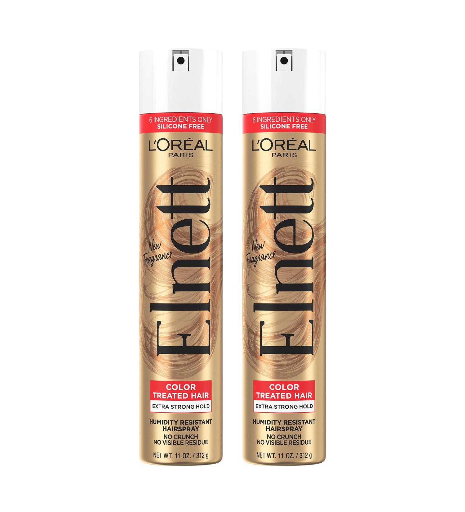 L'Oreal Paris Hair Care Elnett Satin Extra Strong Hold Hairspray For Color Treated Hair Long Lasting Plus Humidity Resistant Hair Spray 11 oz (Pack of 2) Fresh 11 Ounce (Pack of 2) - Buy Online on SooperMarket.com