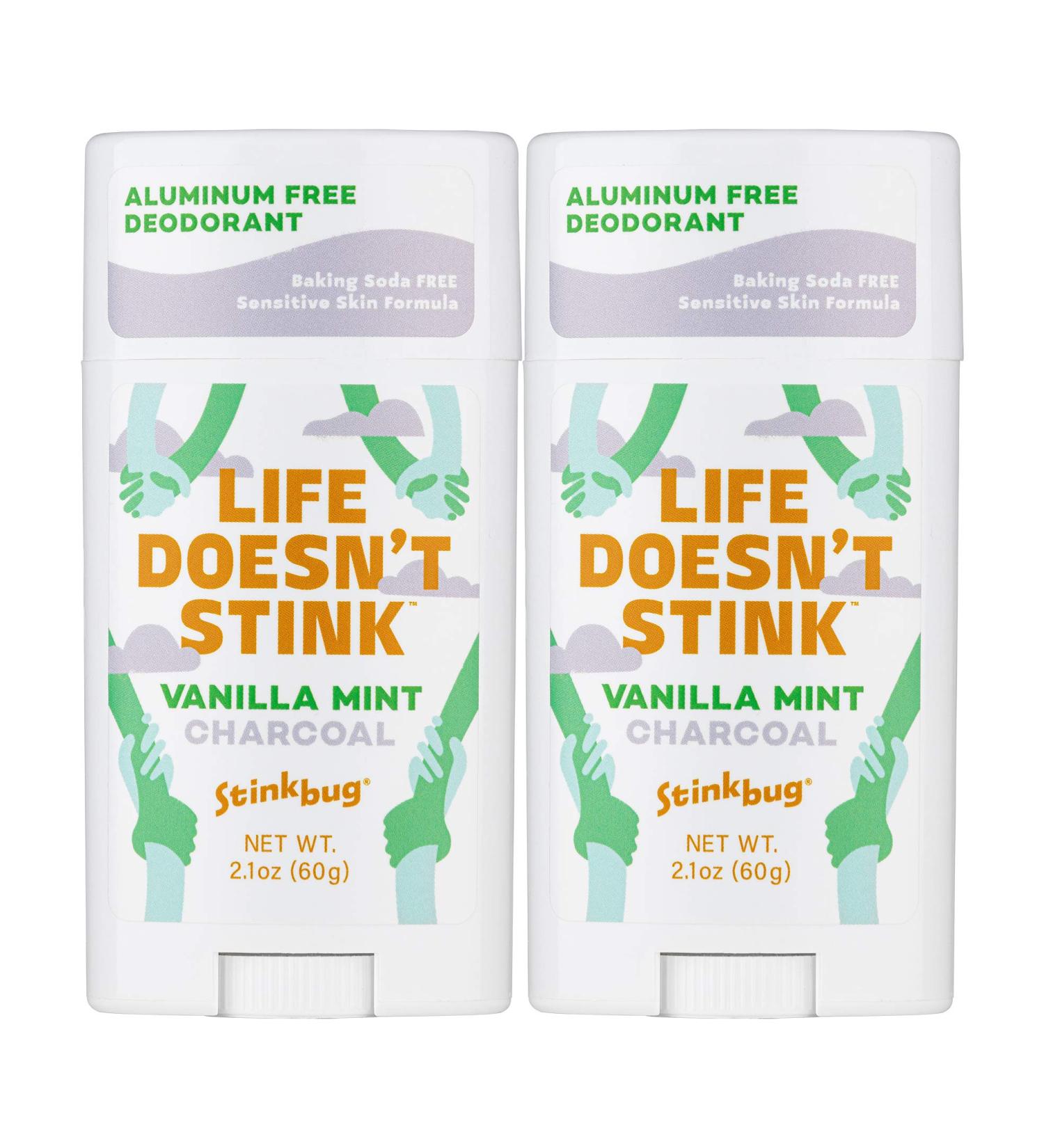 Natural Organic Deodorant Stick with Vanilla and Mint Coconut Oil and Activated Charcoal Aluminum Free Deodorant by Stinkbug Naturals Vanilla Mint 2-Pack