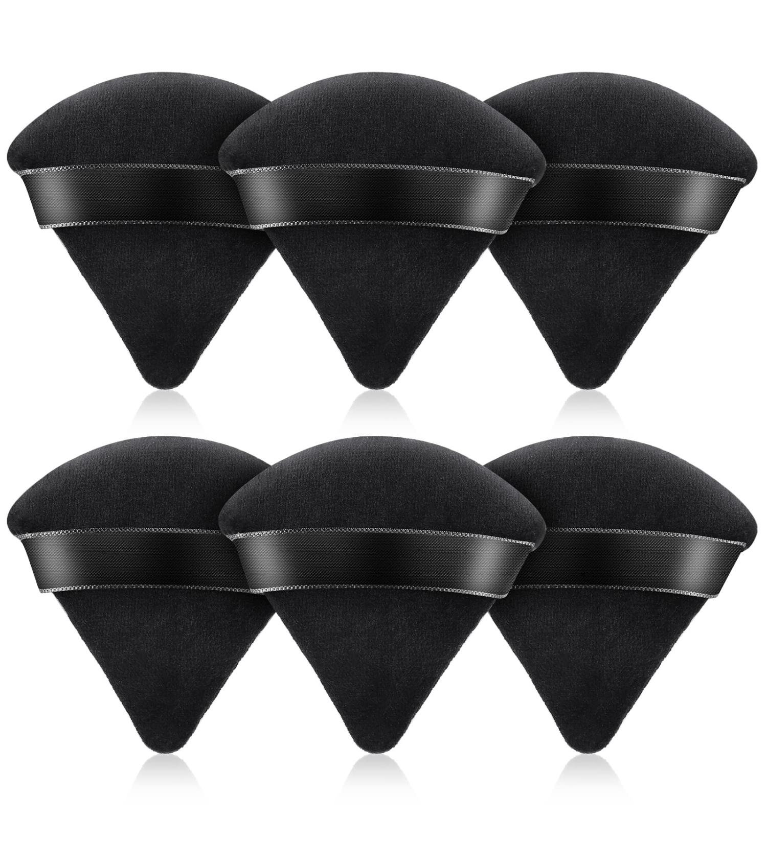 Velour Powder Puff Triangle Set for Face & Body - 6PCS Black Makeup Puffs - Buy Online on SooperMarket.com