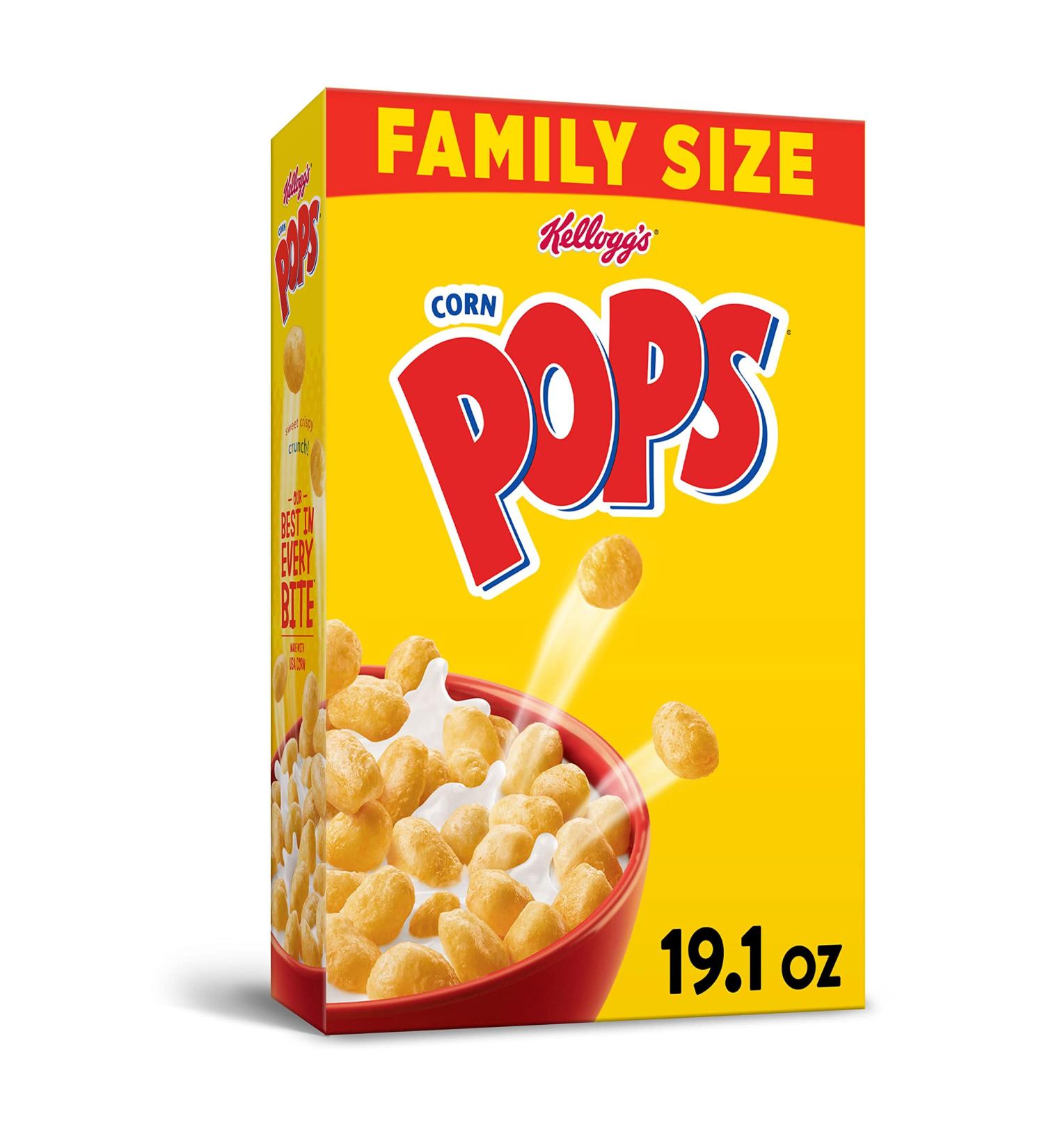 Kellogg's Corn Pops Cereal - Family Size 19.1oz Box | 8 Vitamins and Minerals | Kids & Family Snack - Buy Online on SooperMarket.com