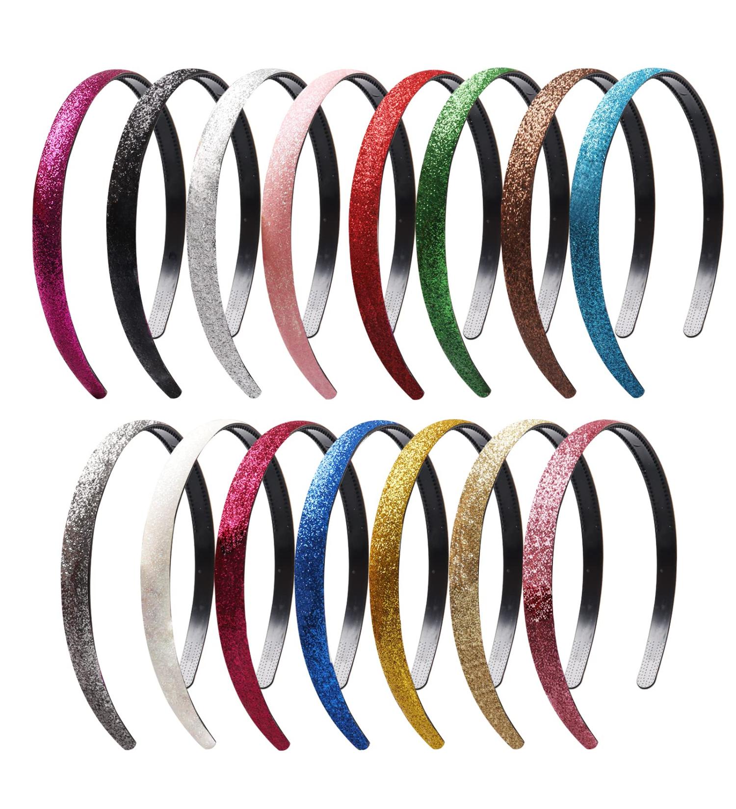 SBYURE 15-Piece Sparkly Plastic Headbands for Women - Colorful Glitter Hair Accessories - Buy Online on SooperMarket.com