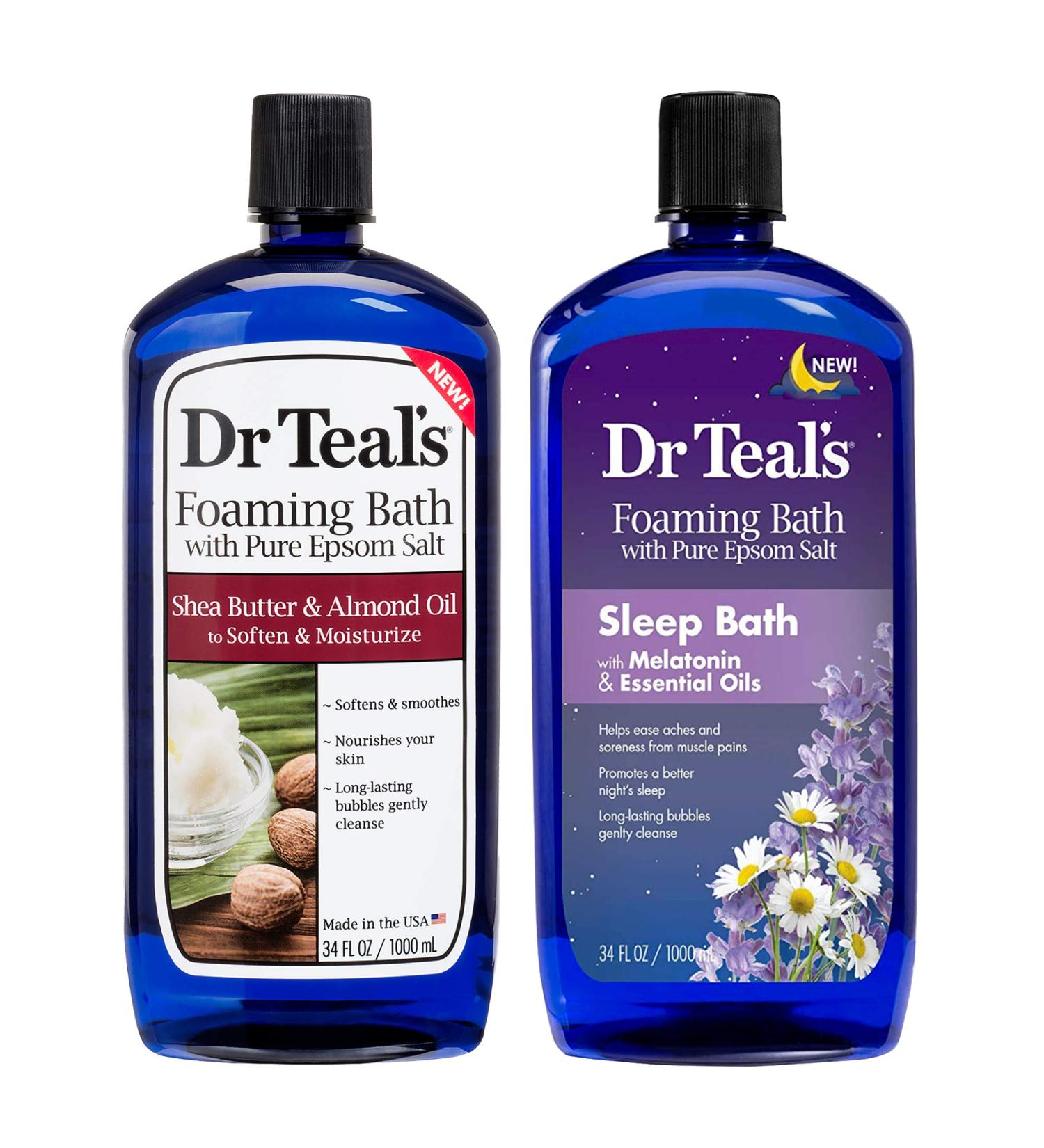 Dr Teal's Foaming Bath Combo Pack - Moisturizing Shea Butter & Almond Oil with Melatonin for Sleep - 68 fl oz Total - Buy Online on SooperMarket.com