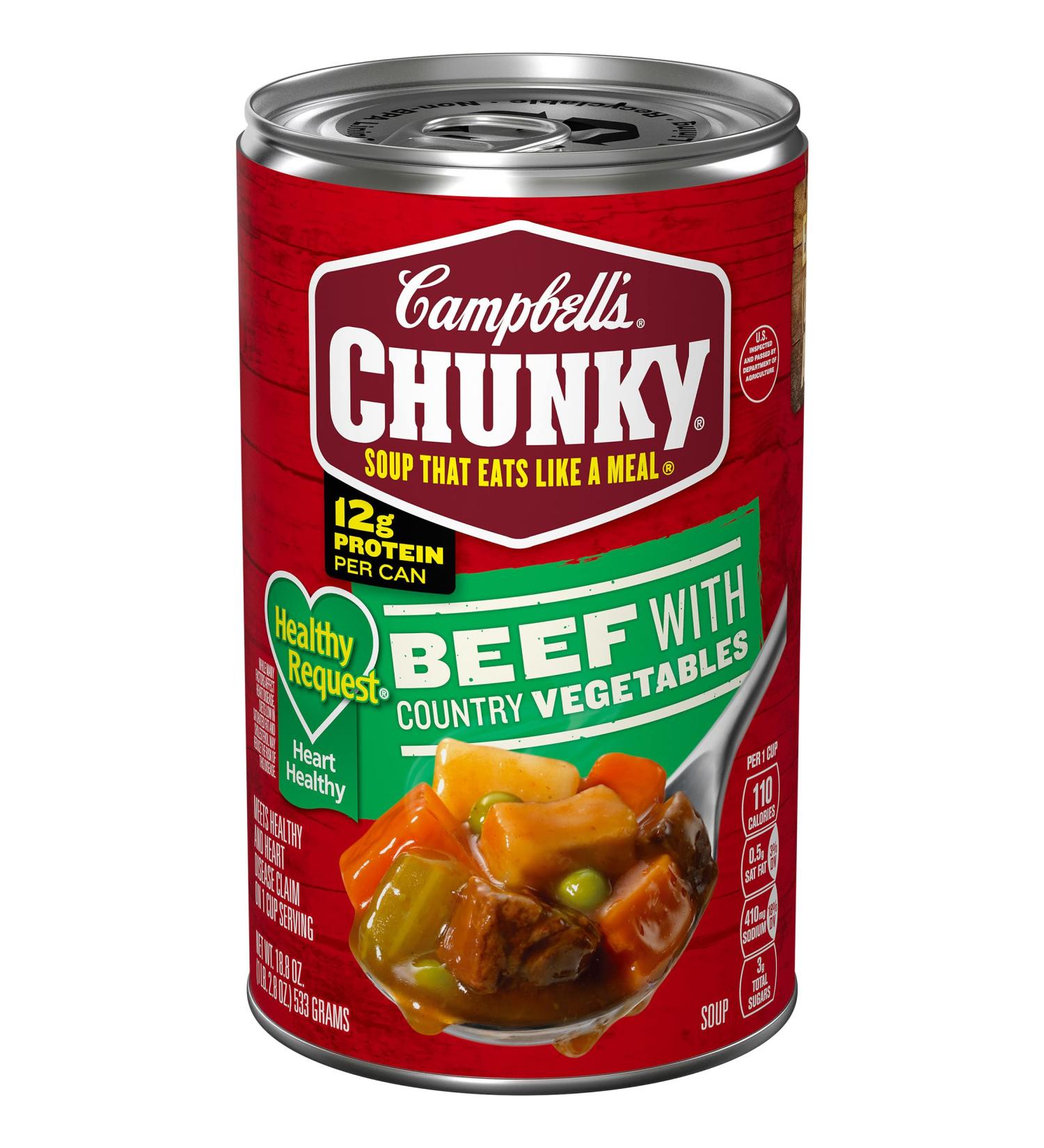 Campbells Chunky Healthy Request Soup  Beef Soup With Country Vegetables  18.8 Ounce Can - Buy Online on SooperMarket.com