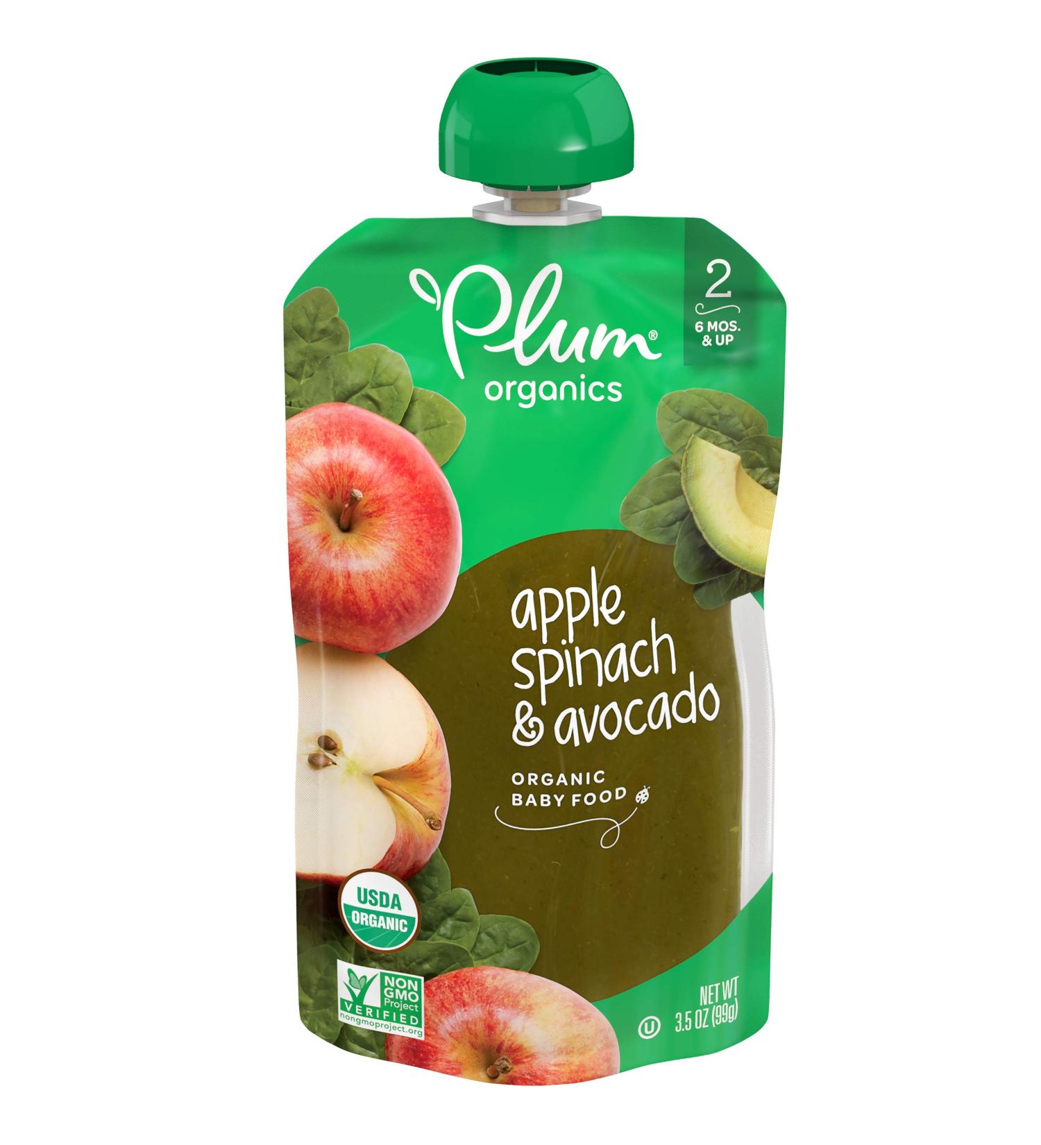 Plum Organics Stage 2 Baby Food - Organic Apple, Spinach & Avocado, 3.5 oz Pouch - Buy Online on SooperMarket.com