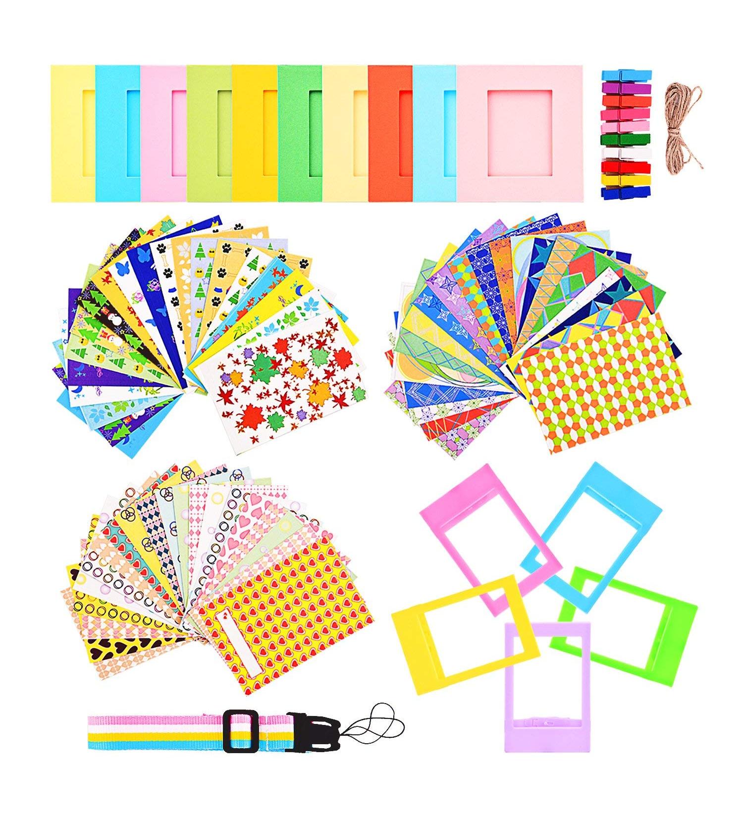 Colorful Bundle Set Accessories for Fujifilm Instax Mini Cameras - Film Sticker, Desk Frames, Hanging Frame, Strap - Buy Online on SooperMarket.com