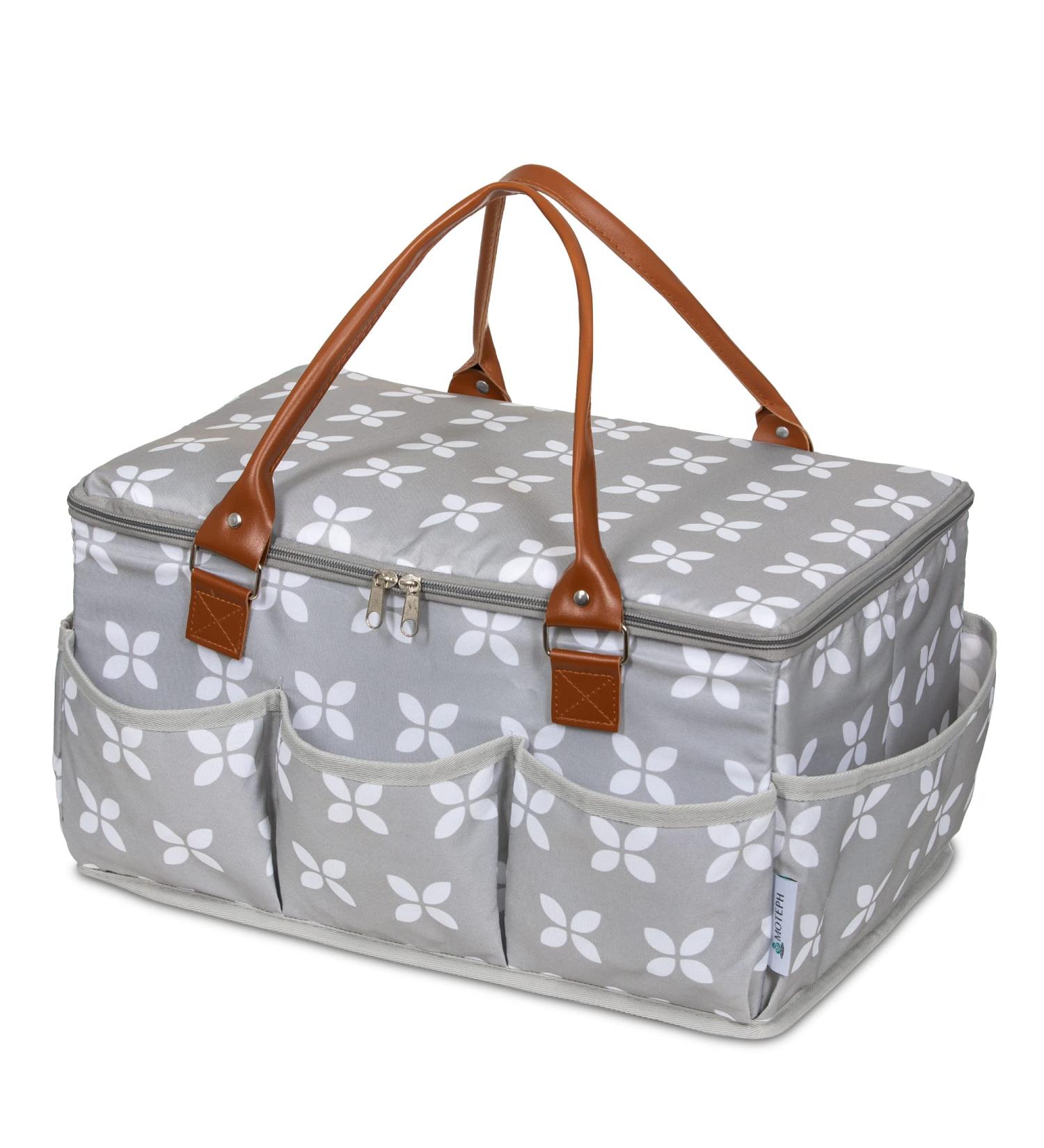 Moteph Extra Large Diaper Caddy & Toy Organizer with Zip-Top Cover - Waterproof Wet/Dry Bag Included | Perfect for Baby Shower - Buy Online on SooperMarket.com