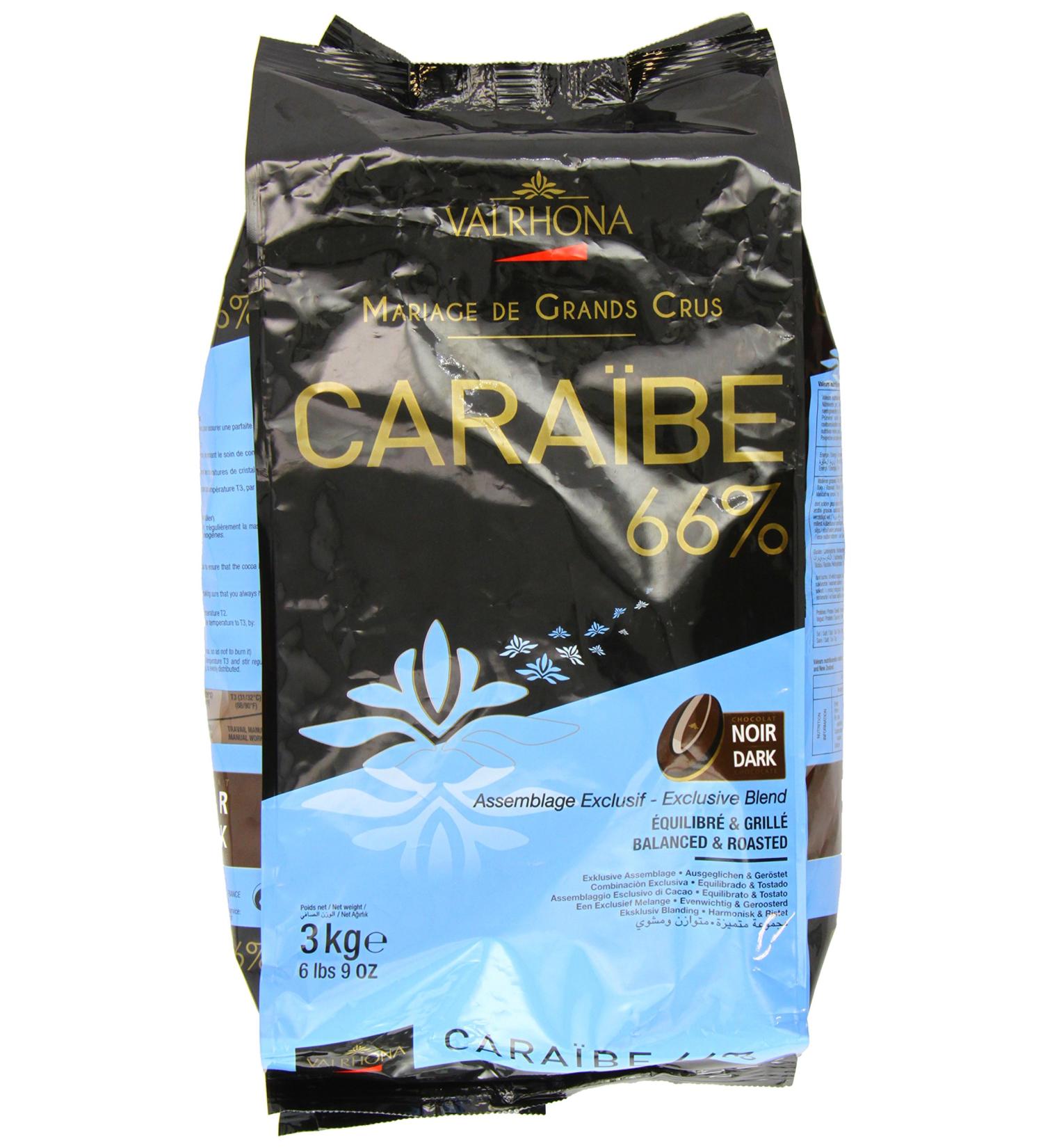 Valrhona Caraibe 66 Percent Chocolate Beans Bag 3 Kg - Buy Online on SooperMarket.com