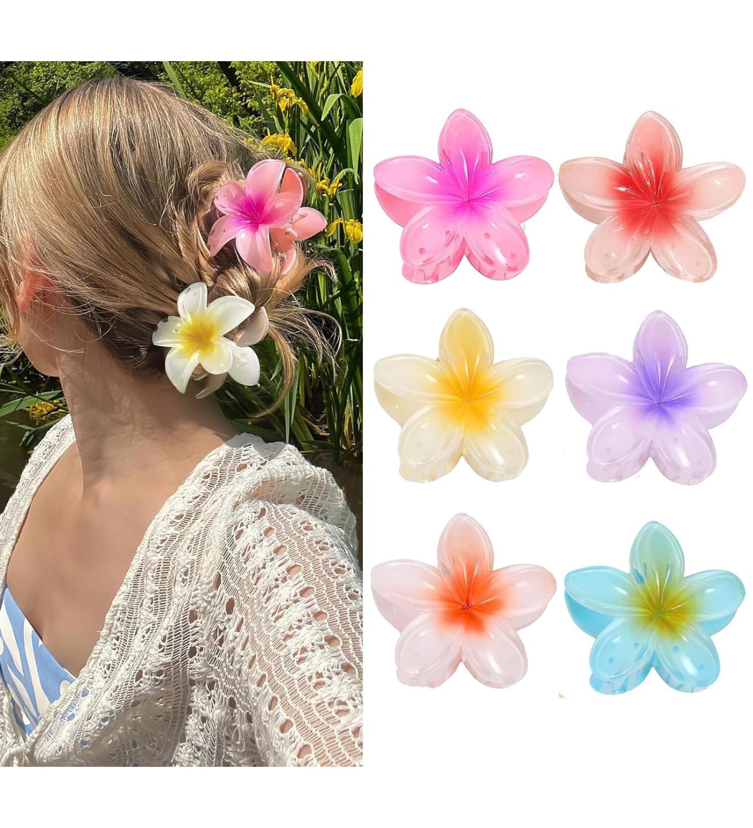 6 Flower Hair Clips - Large Non-Slip Claw Clips for All Hair Types | Perfect Floral Accessories for Women - Buy Online on SooperMarket.com