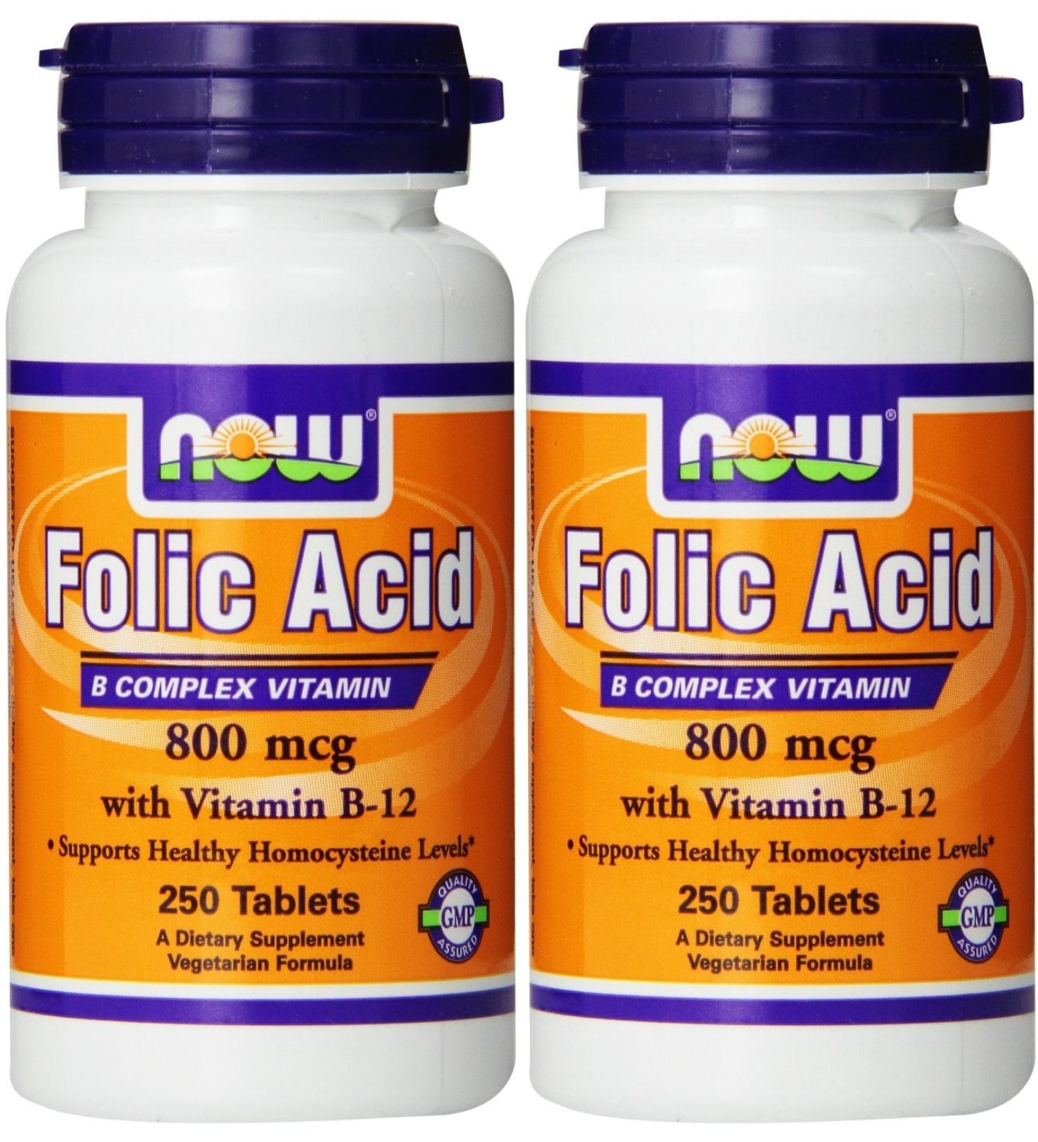 Now Foods Folic Acid 800mcg 250 Tablets - Pack of 2 - Buy Online on SooperMarket.com