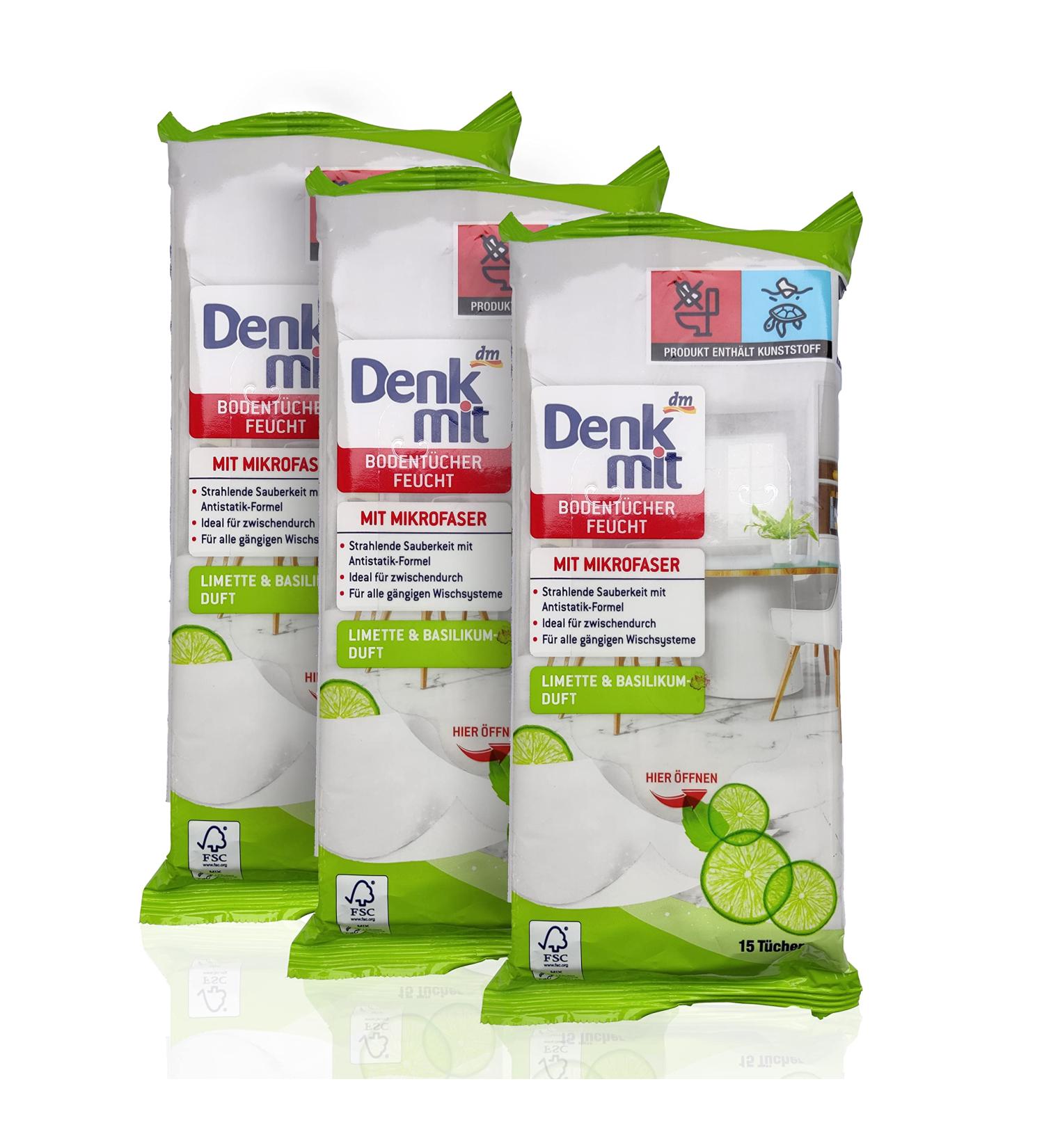 Denk Moist Floor Wipes Lime & Basil - 45 Piece Pack of 3 | International Shipping - Buy Online on SooperMarket.com