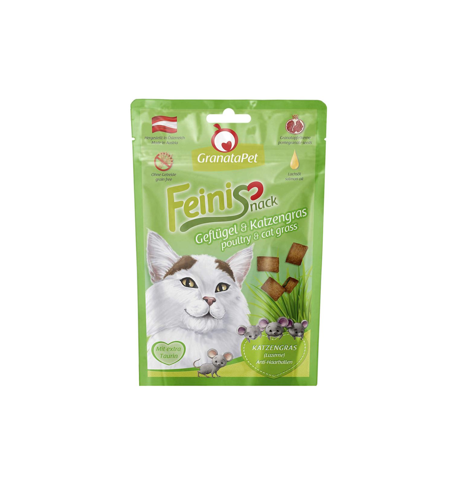 Granatapet Feinisnack Poultry & Cat Grass - Healthy Cat Treats Without Cereals & Sugar 50g - Digestible Snacks for Playful Cats - Buy Online on SooperMarket.com