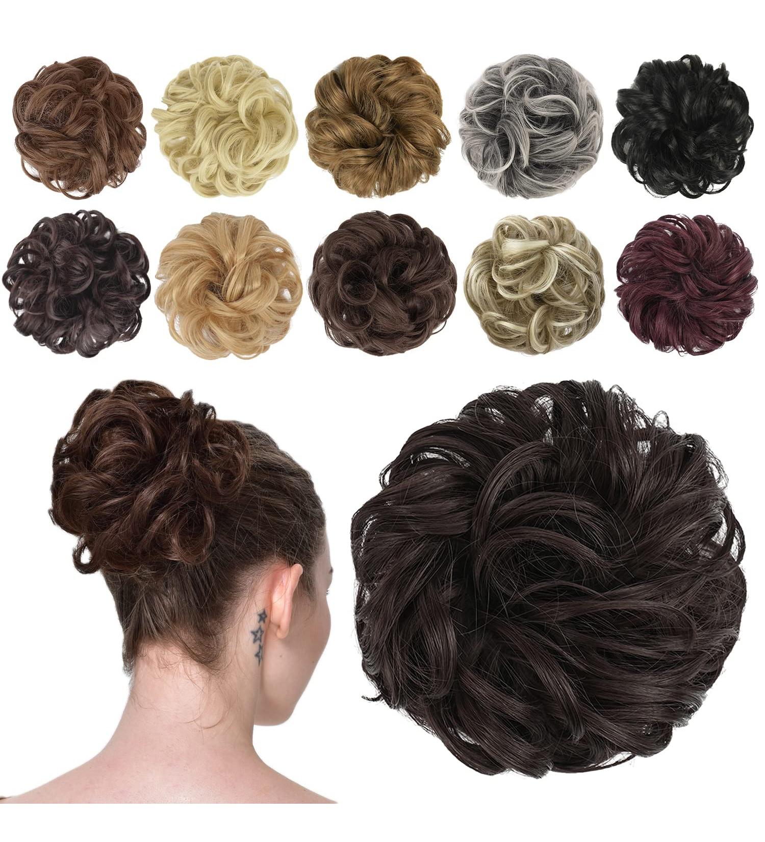 FESHFEN Messy Bun Hair Piece Synthetic Chignon Ponytail Hair Extension Medium Brown 38g - Updo Hairpiece for Women, Girls, Kids - Pack of 1 - Buy Online on SooperMarket.com