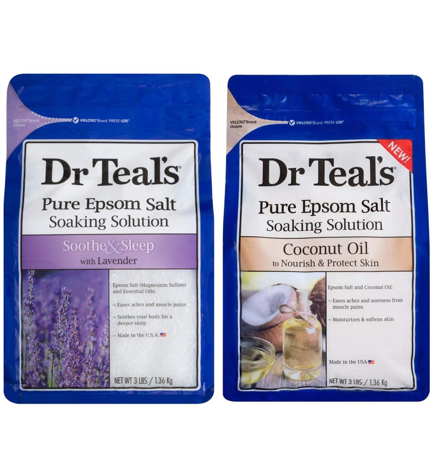 Dr. Teal's Epsom Salt Bath Variety Gift Set - Lavender & Coconut Oil, 3lbs Each - Buy Online on SooperMarket.com