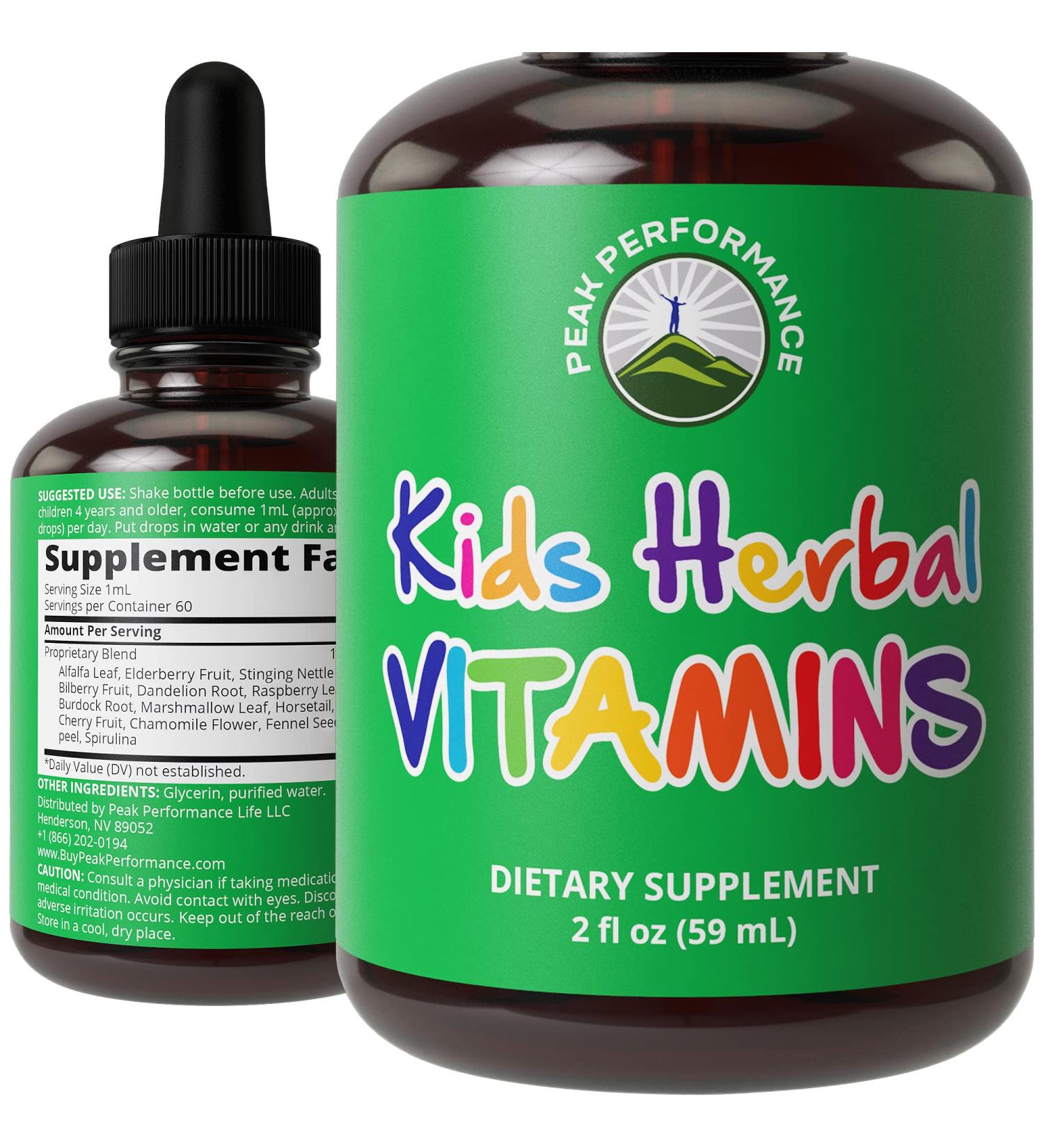 Unflavored Liquid Kids Herbal Multivitamin - Sugar Free 14-in-1 Vegan Supplement Drops for Children, Teens. Mixed in Water for Tasteless Consumption - Buy Online on SooperMarket.com