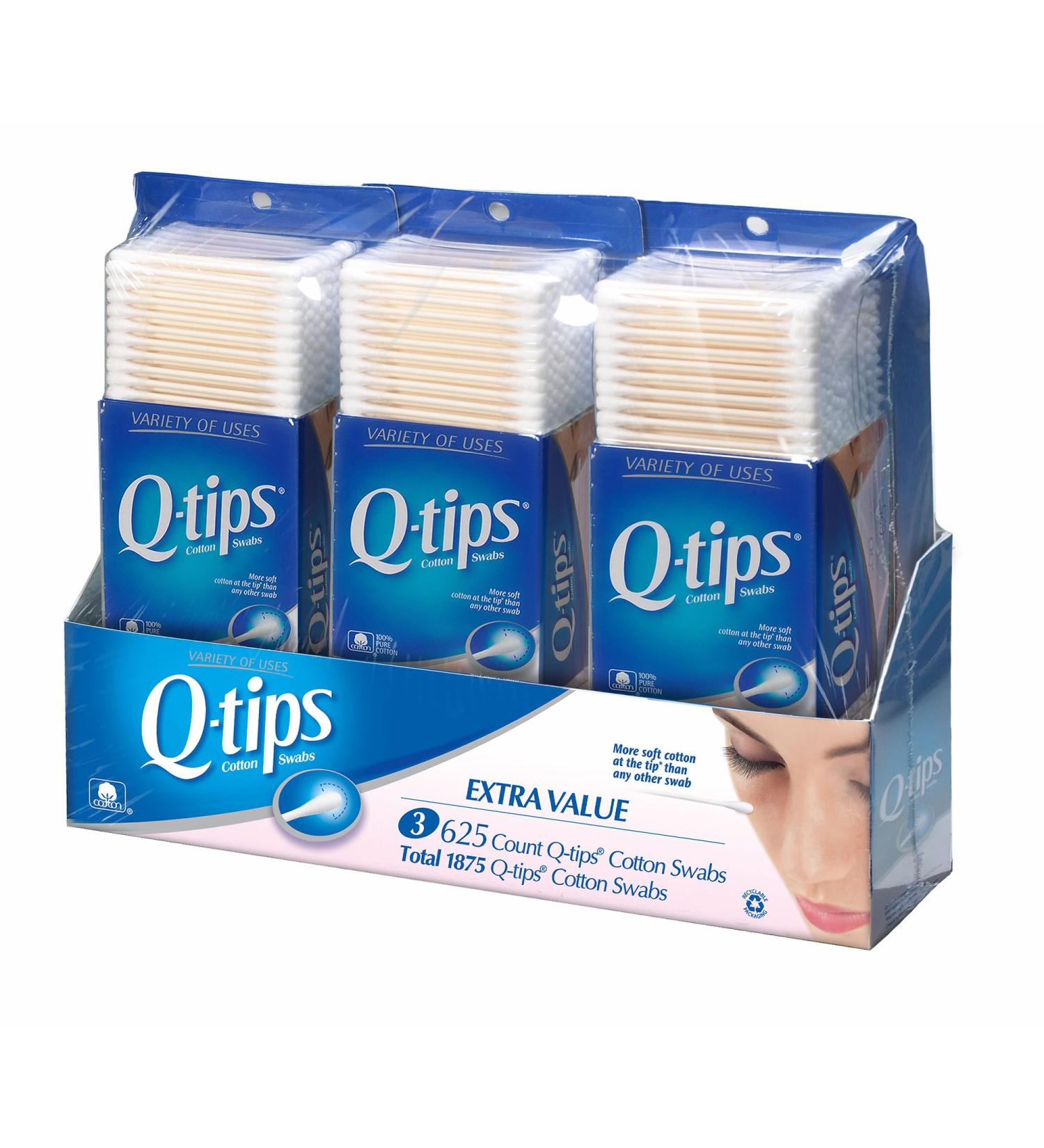 Product of Q-Tip Cotton Swabs, 3 pk./625 ct. - Beauty Tools & Accessories Bulk Savings