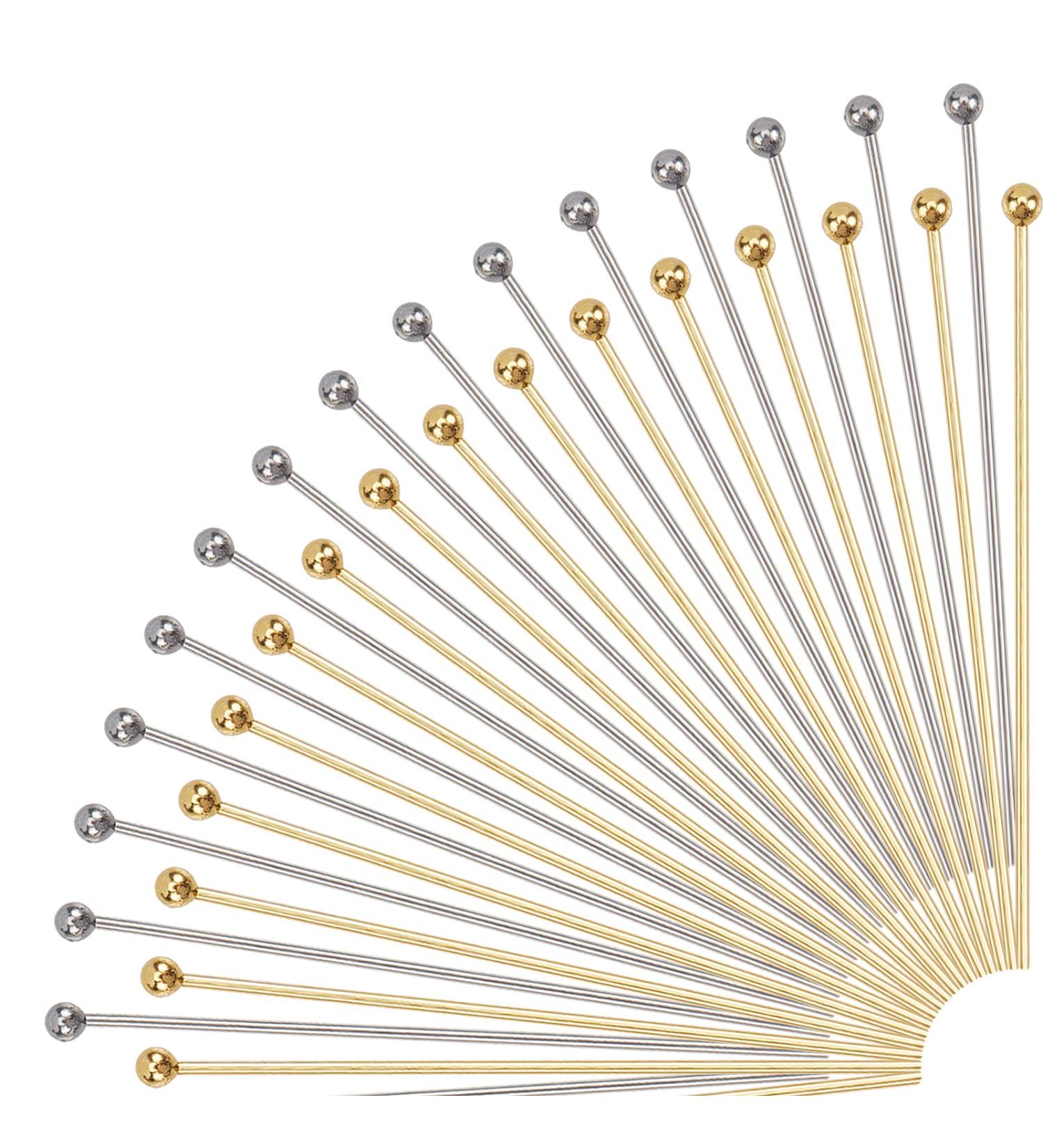 PandaHall 304 Stainless Steel Head Pins 40mm Golden Straight Ball Headpins - 200pcs for Earring Necklace Bracelet Making - Buy Online on SooperMarket.com