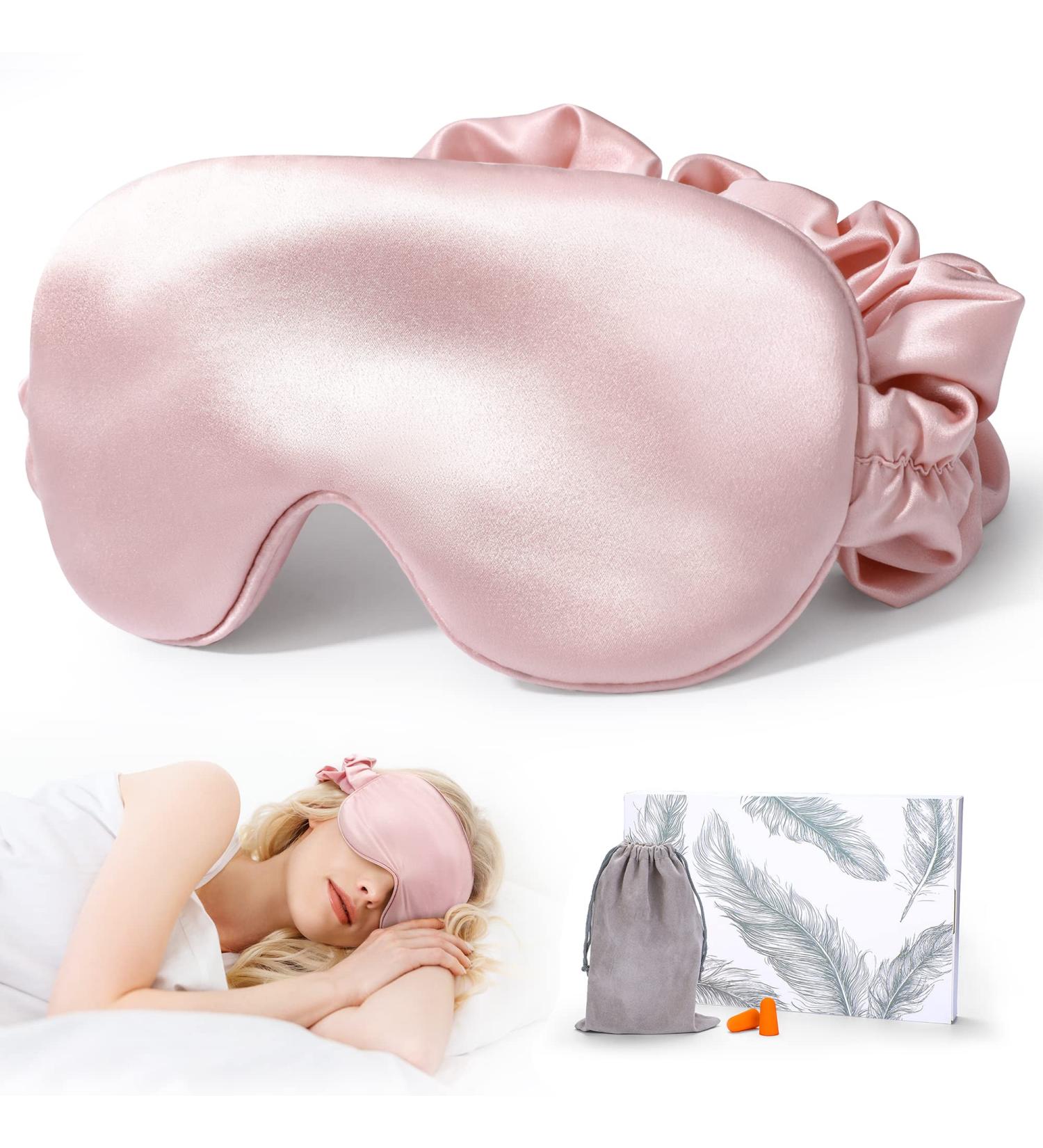 FRESHME 100% Blockout Mulberry Silk Sleep Mask - Soft Luxury Eye Shade for Sleeping, Travel, Yoga - Elastic Eye Blinder Blindfold - Buy Online on SooperMarket.com