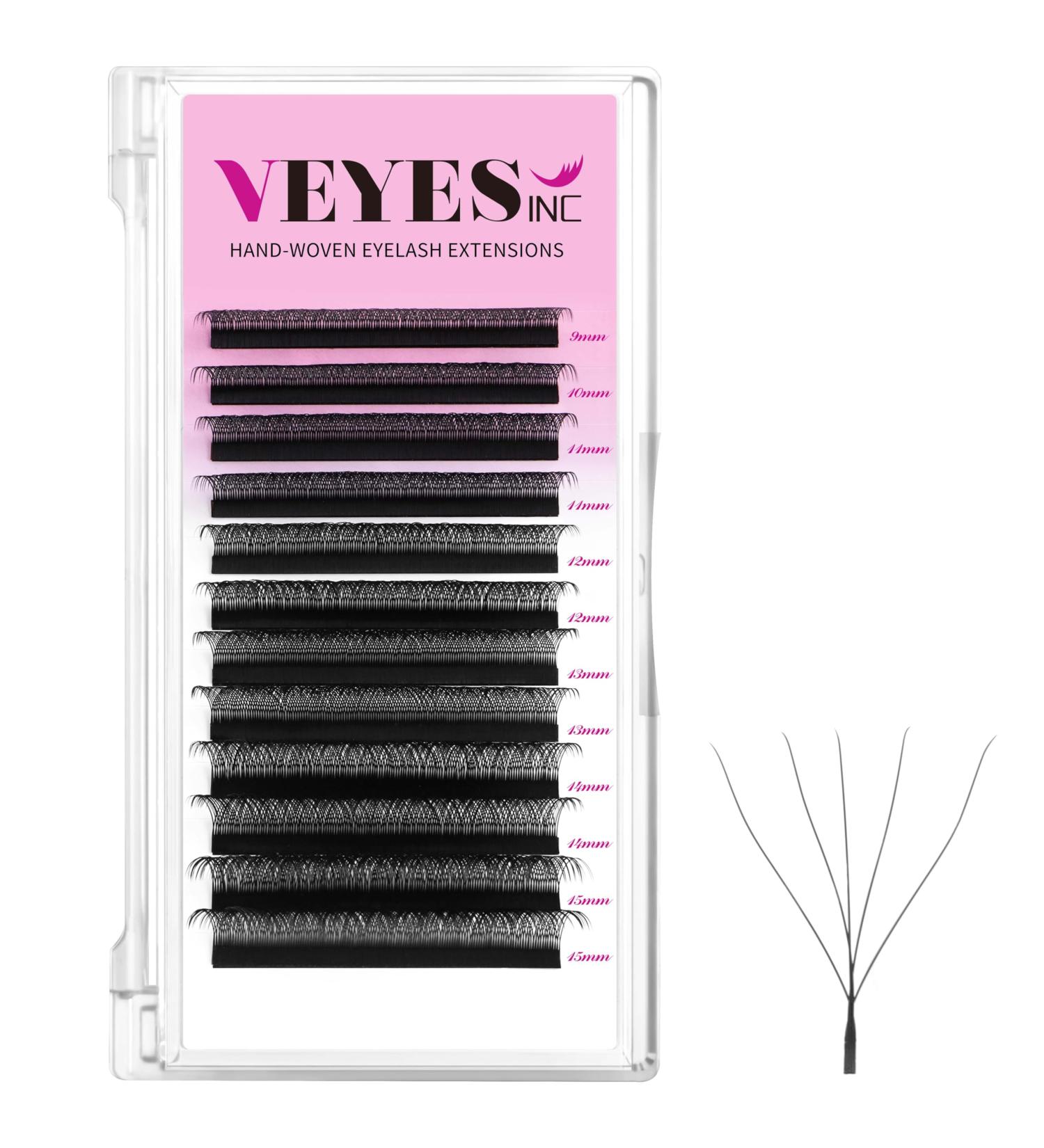 VEYES INC YY Lash Extensions Tray - C/D Curl 9-15mm Mixed Length Premade Volume Eyelash Fans | Professional Supplies Matte Black 5D-W 0.07 D-curl - Buy Online on SooperMarket.com
