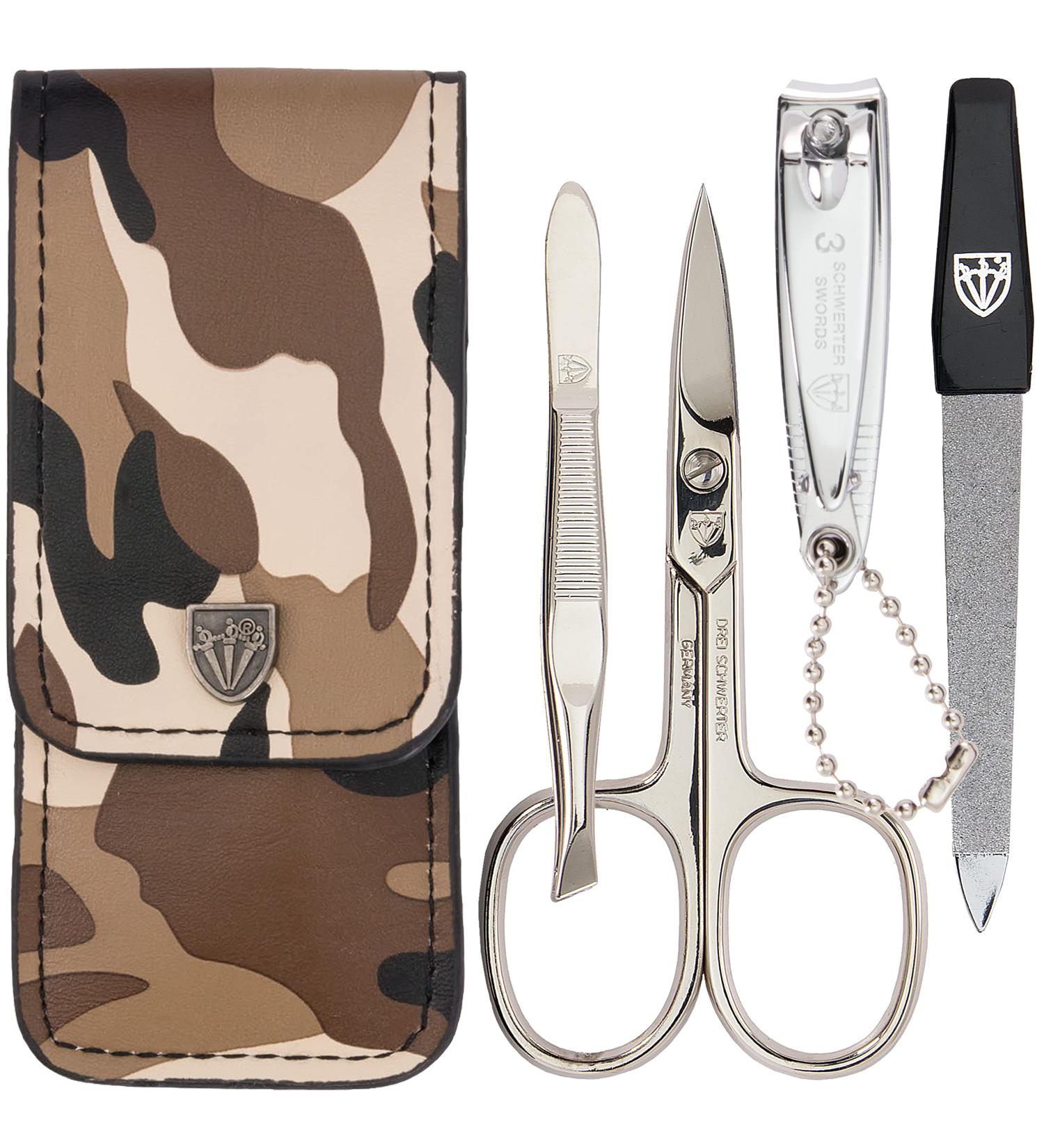 Three Swords Capri Nail Care Set - 4 Pcs Manicure & Pedicure Kit in Camouflage Synthetic Leather - Buy Online on SooperMarket.com