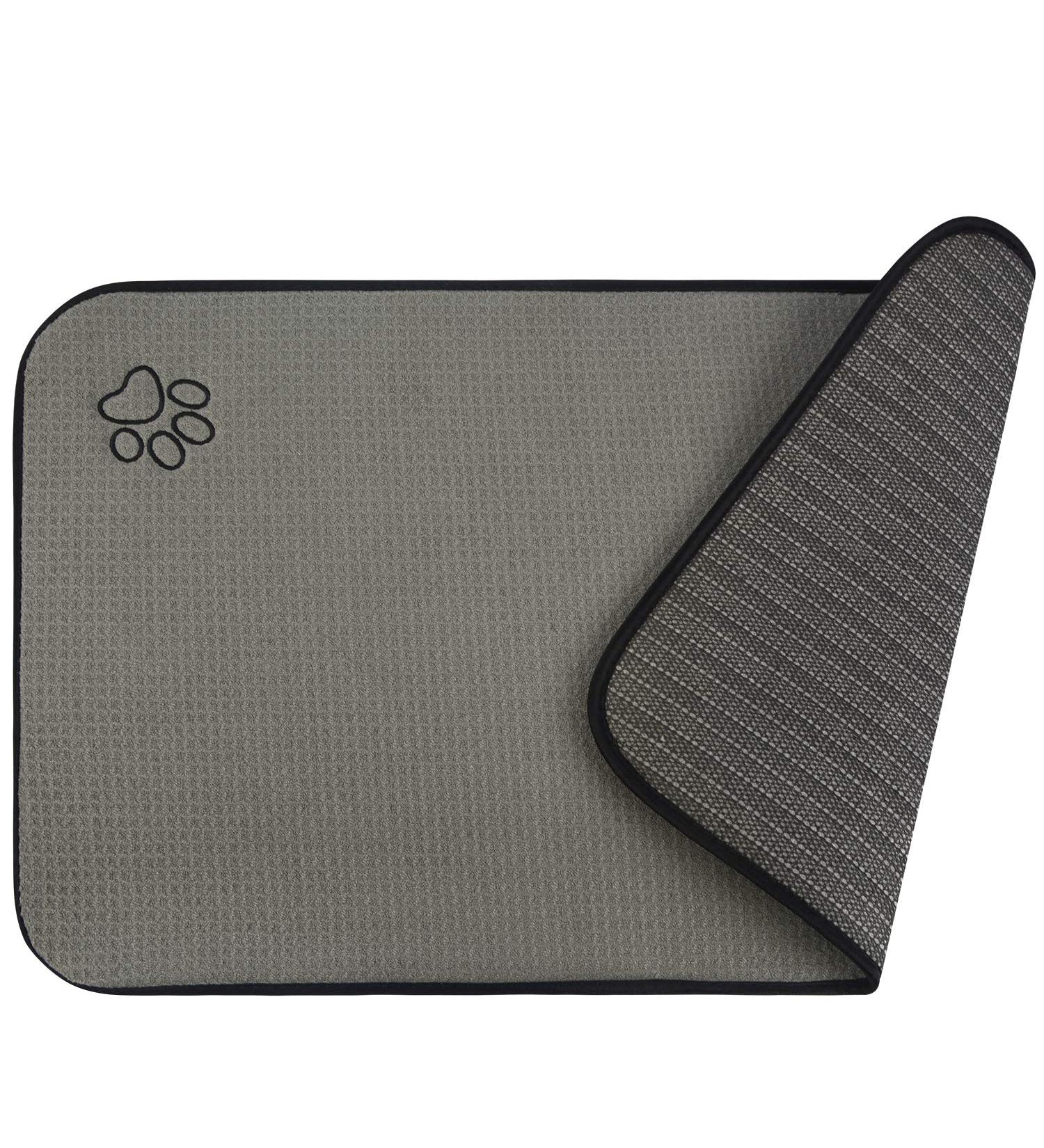 SINLAND Microfiber Pet Food Mat 21x32 - Super Absorbent, Anti-Slip Bowl Mat - Buy Online on SooperMarket.com