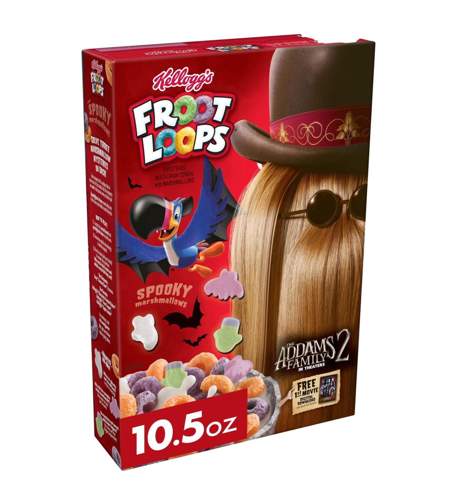 Kelloggs Froot Loops Breakfast Cereal with Marshmallows  Fruit Flavored  Halloween Snacks  Original with Spooky Marshmallows  10.5oz Box (1 Box) - Buy Online on SooperMarket.com