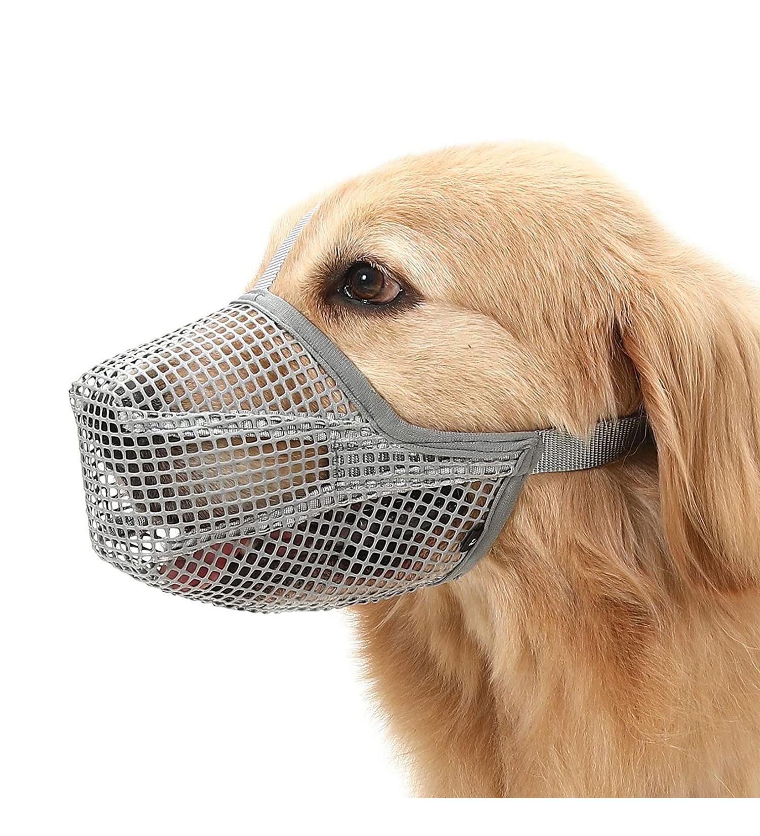 Breathable Mesh Dog Muzzle - Adjustable Gray XL | Comfortable & Secure Muzzle for Dogs - Buy Online on SooperMarket.com