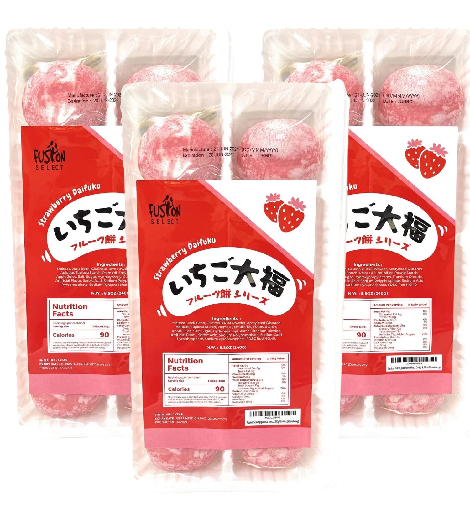Fusion Select Japanese Strawberry Daifuku Mochi Sampler - 3 Pack - Buy Online on SooperMarket.com