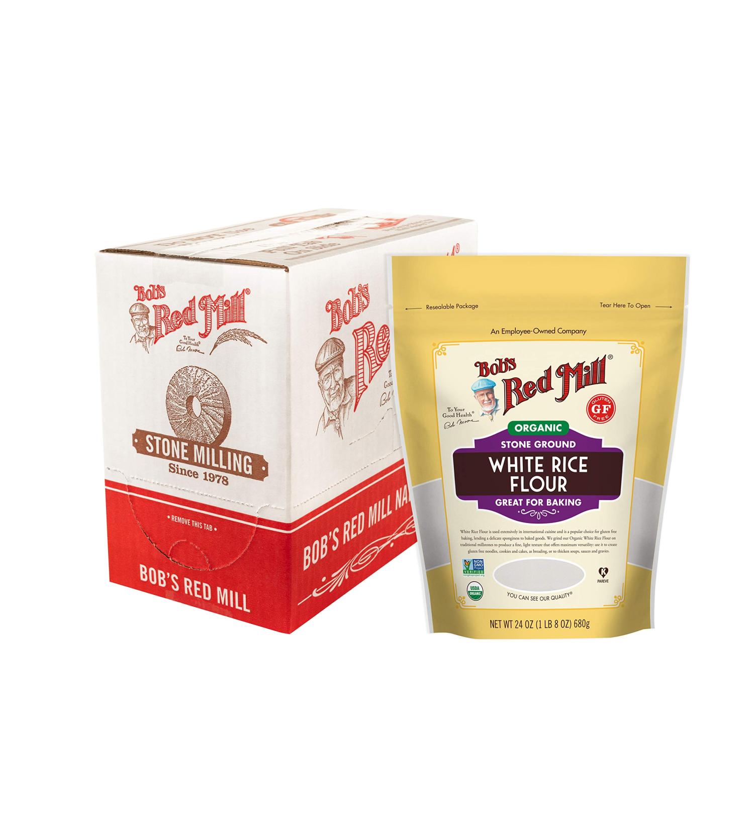 Bob's Red Mill Organic White Rice Flour 24oz - Pack of 4 | Gluten-Free & Non-GMO - Buy Online on SooperMarket.com