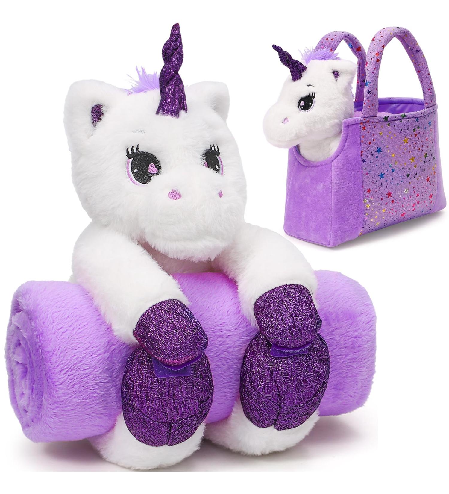 Latocos Unicorn Gifts for Girls Age 3-8: Plush Unicorn Stuffed Animal Blanket Bag - Perfect Kids Birthday or Christmas Present for Toddlers 3-8 Years Old - Buy Online on SooperMarket.com