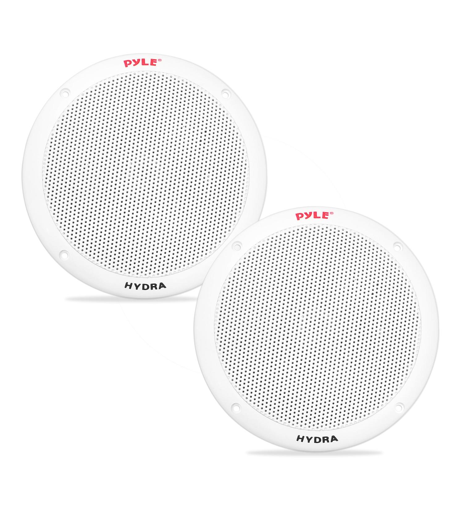 Pyle PLMR605W 6.5 Inch Dual Marine Speakers - 400 Watt Power, Waterproof, Polypropylene Cone, Butyl Rubber Surround - White (1 Pair) - Buy Online on SooperMarket.com