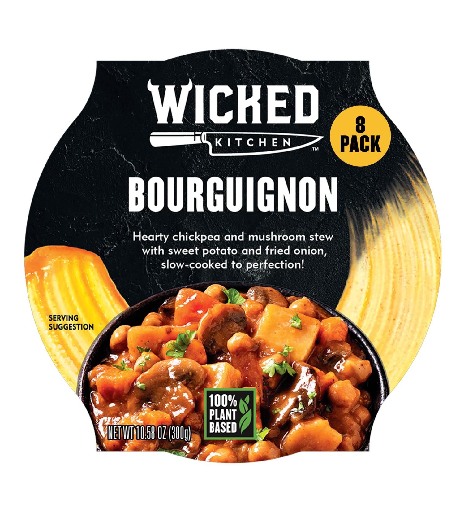 Wicked Kitchen Bourguignon 8-Pack: Vegan & Dairy-Free Ready to Eat Meals - Microwaveable Plant-Based Stew - GMO-Free & Instant - Buy Online on SooperMarket.com
