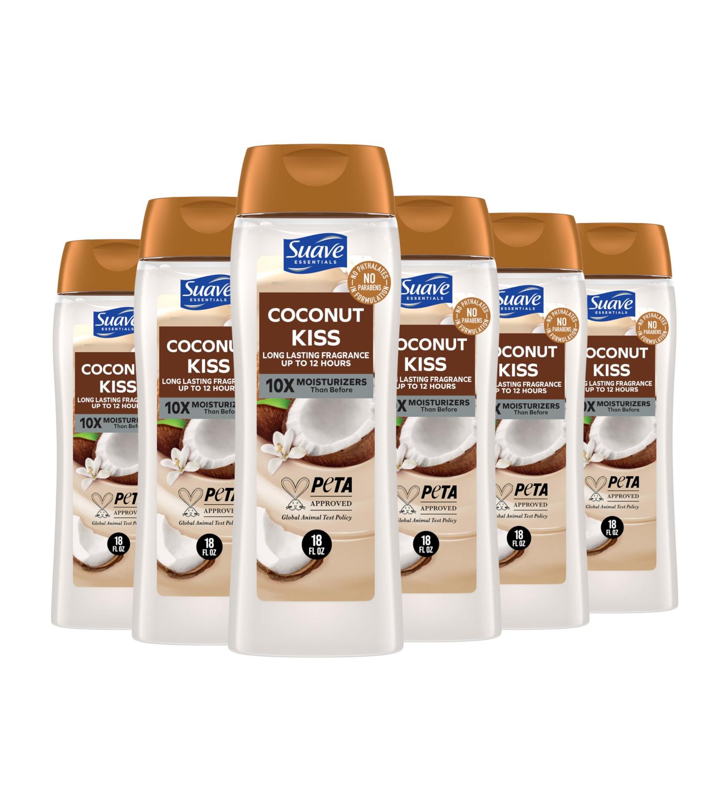 Buy Suave Moisturizing Body Wash for Women - Coconut Kiss Vitamin E & Aloe Paraben-Free 18 Oz (Pack of 6) - International Shipping Available - Buy Online on SooperMarket.com
