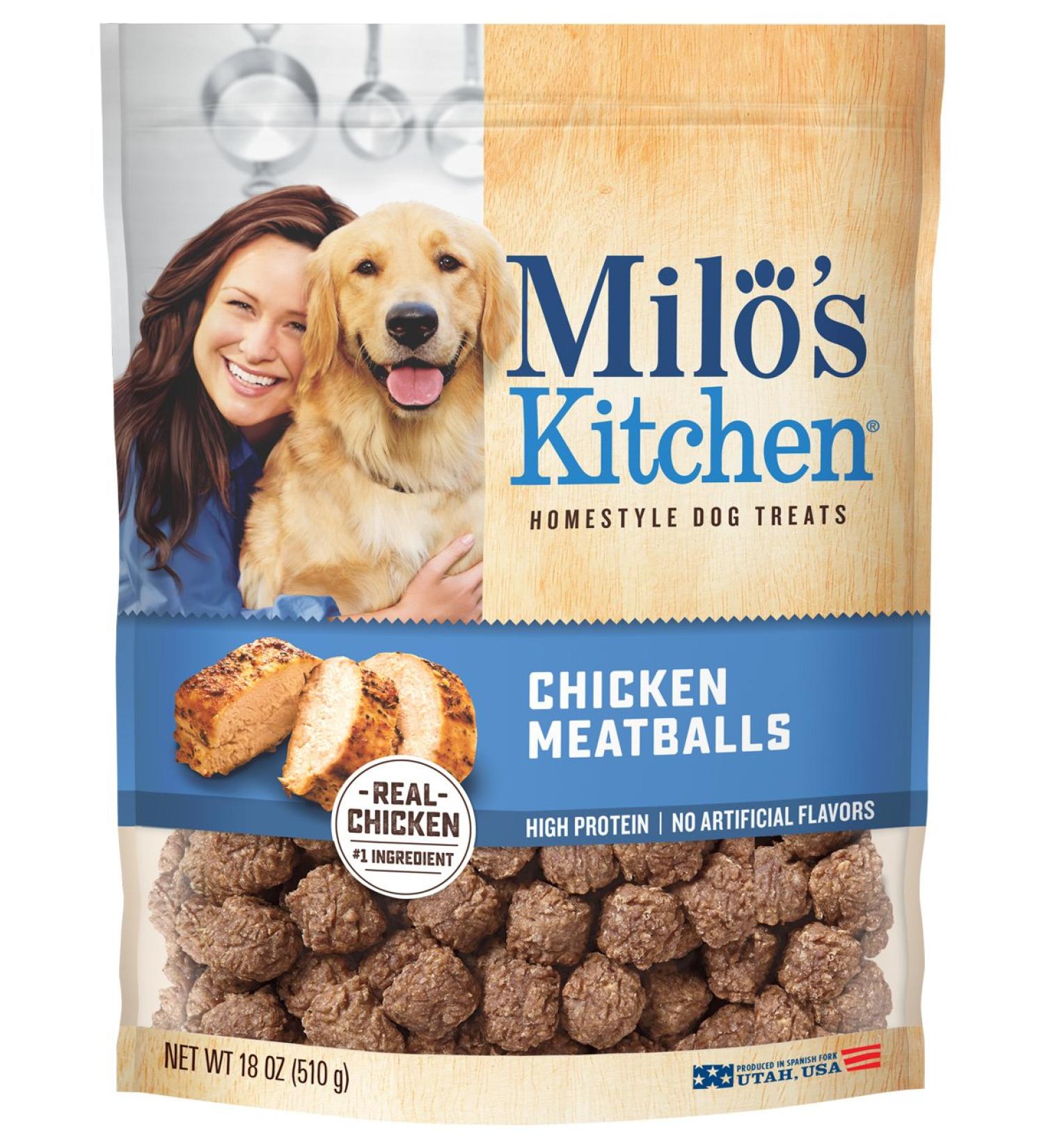 Milo's Kitchen Chicken Meatballs Dog Treats - 18oz, Real Meat, Homestyle Recipe - Buy Online on SooperMarket.com