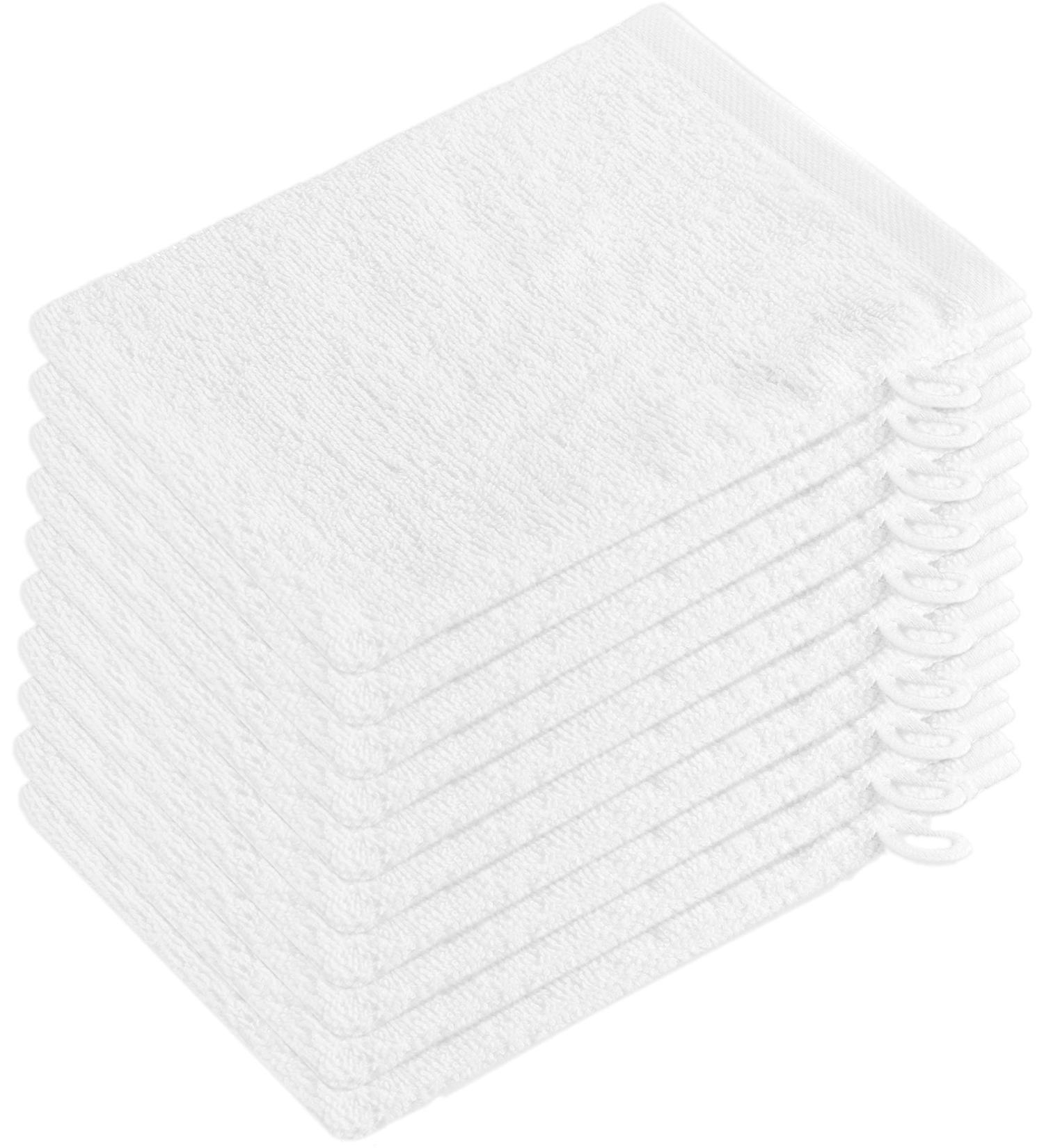 ZOLLNER Set of 10 White Cotton Wash Gloves & Washcloths - 16x21 cm - Ideal for Daily Use Soft & Durable - Buy Online on SooperMarket.com