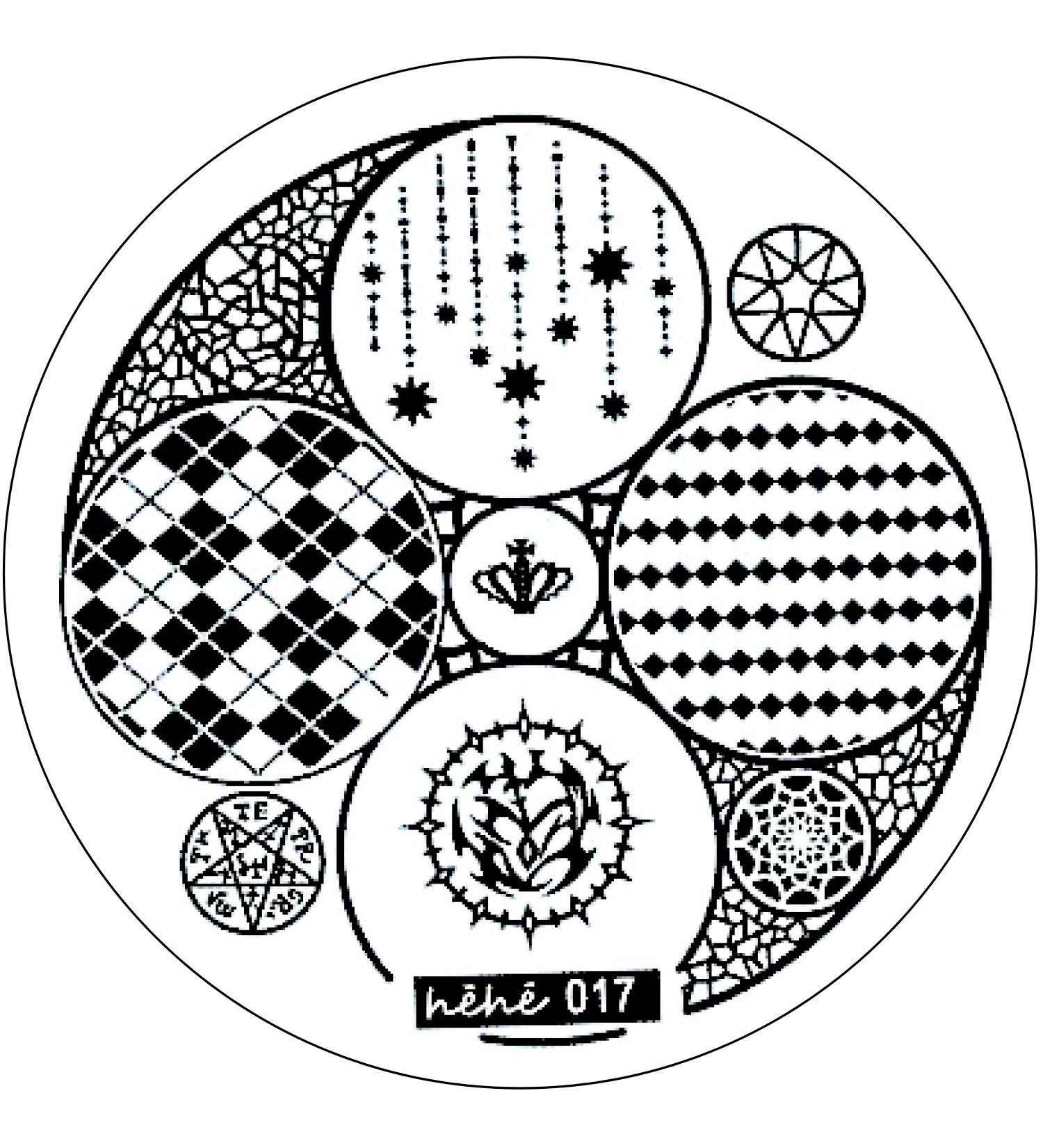 STAMPING STENCIL # hehe-017 Pattern ornaments stars crown diamond pattern
