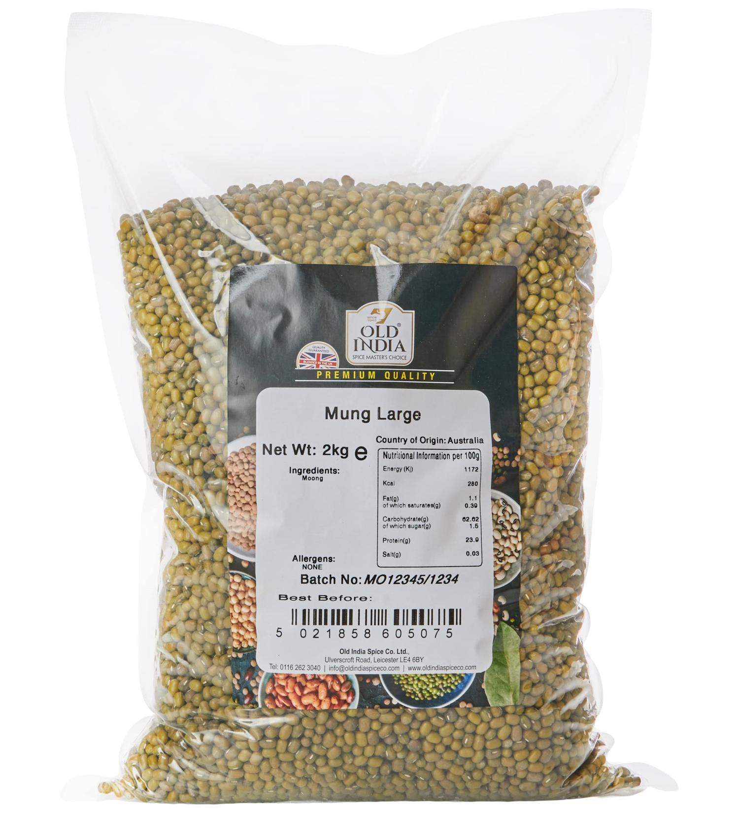 Old India Mung Large 2kg - Premium Quality Mung Beans for Cooking and Sprouting - Buy Online on SooperMarket.com