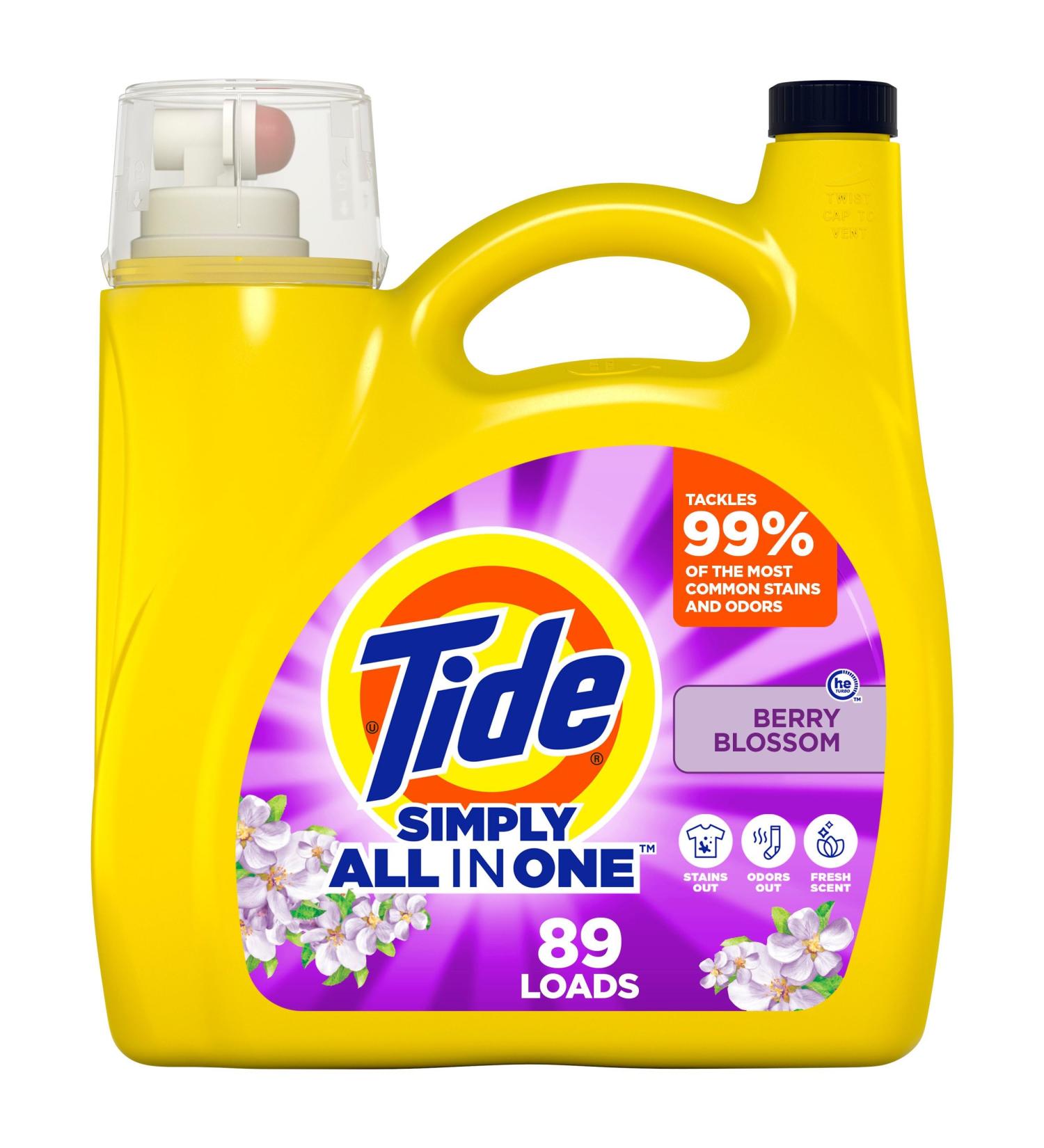 Tide Simply Clean & Fresh Liquid Laundry Detergent - Berry Blossom Scent 89 Loads 117 fl oz | International Shipping Available - Buy Online on SooperMarket.com