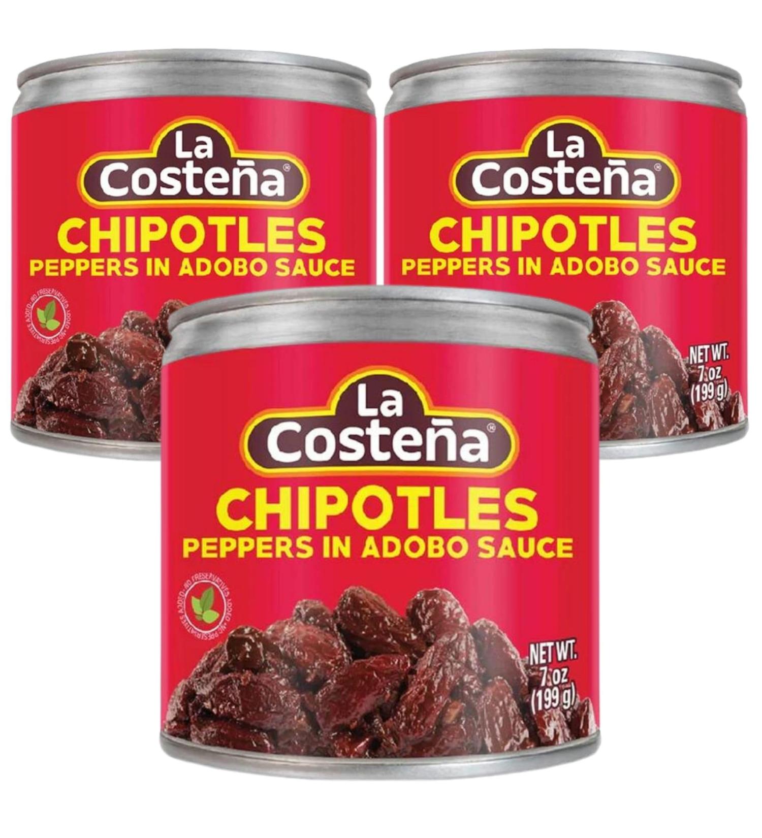 La Costena Chipotles Peppers In Adobo Sauce 199g - Bundle of 3 | Authentic Mexican Flavors - Buy Online on SooperMarket.com