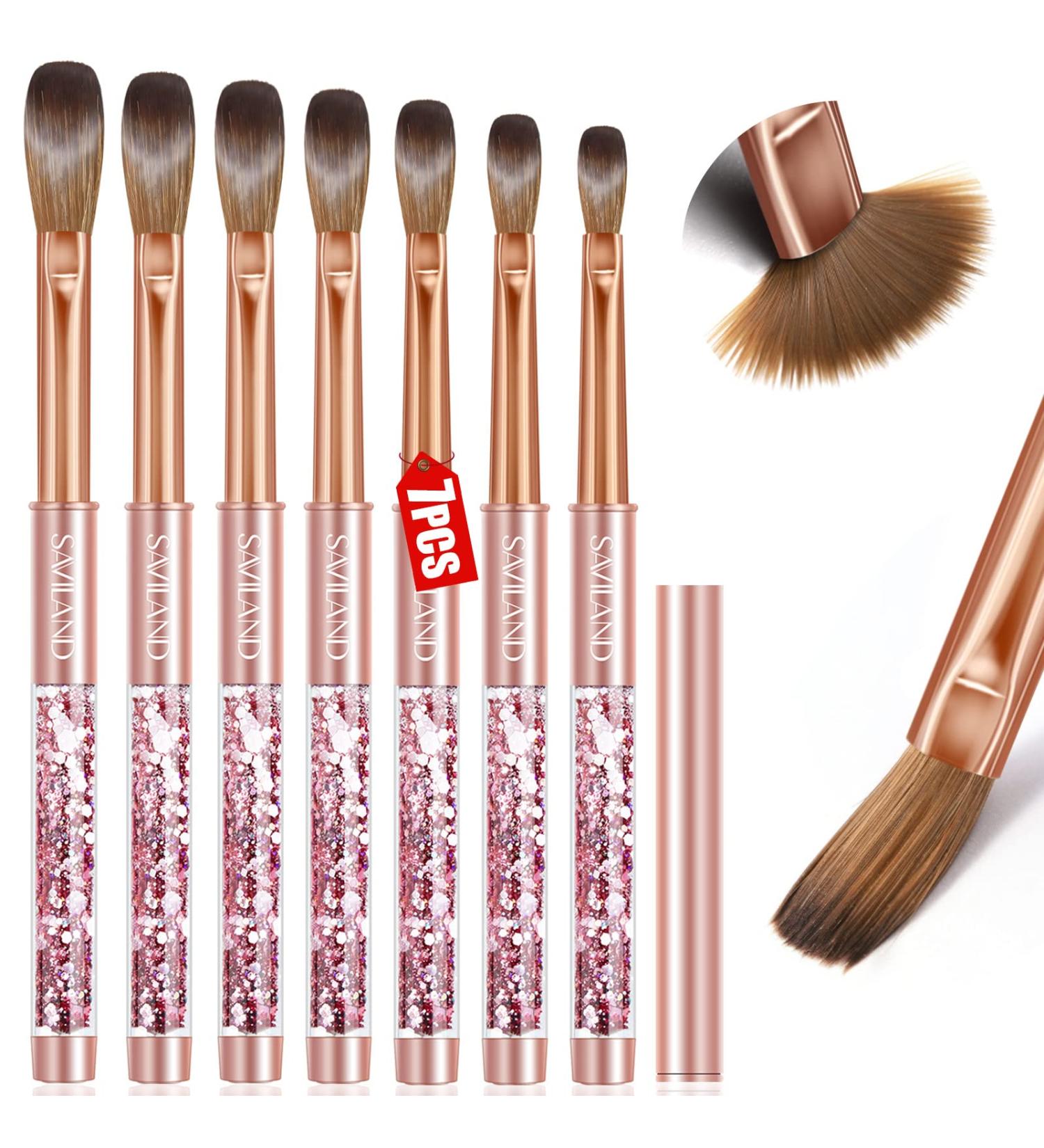 Saviland 7PCS Kolinsky Acrylic Nail Brush Set - Rose Gold Brushes for Acrylic Powder & Nail Extension Kit - Ideal for Nail Art School and Practice - Buy Online on SooperMarket.com