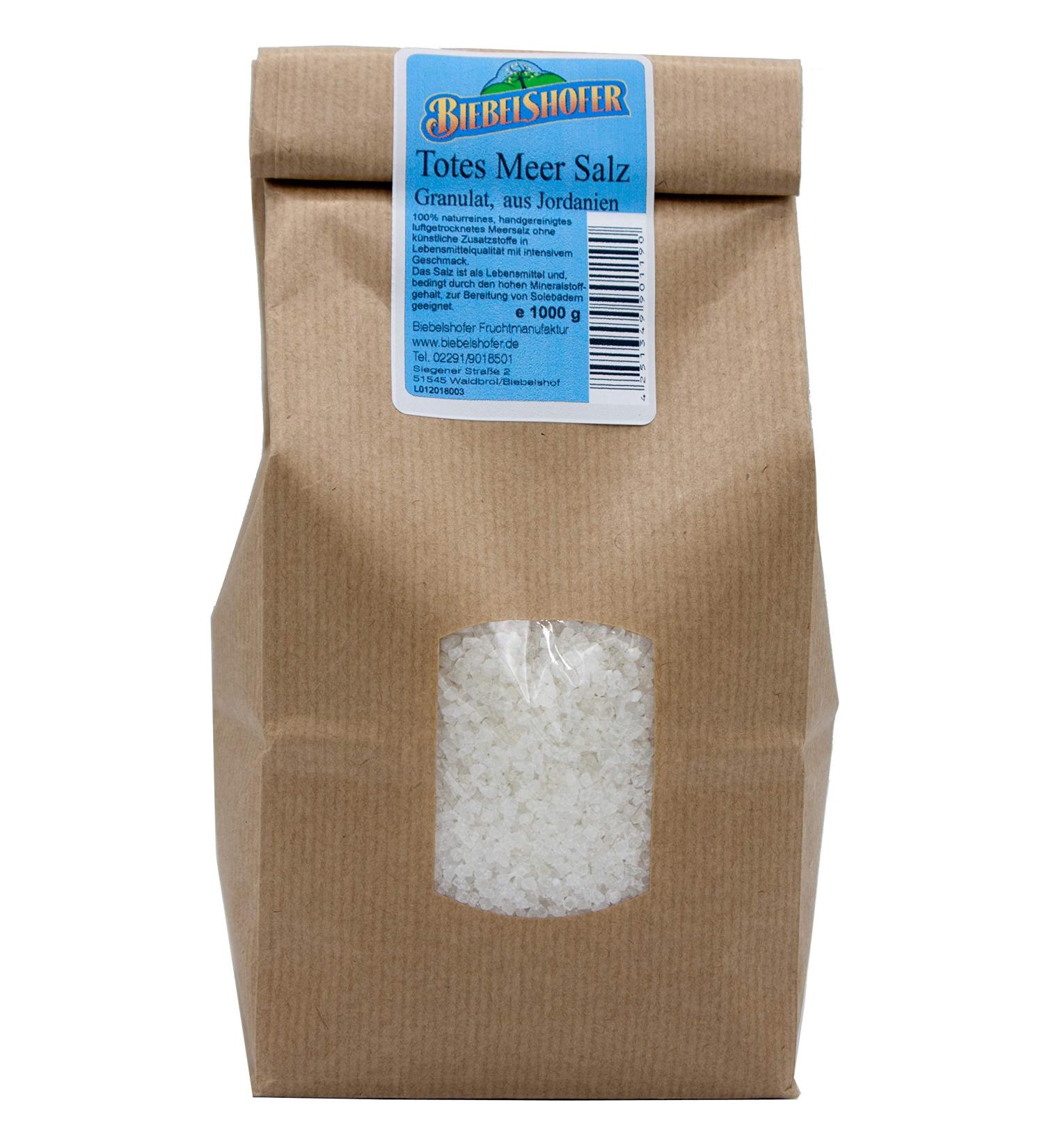 Dead Sea salt granules 1 kg natural as table salt or bath salt/brine bath from Jordan