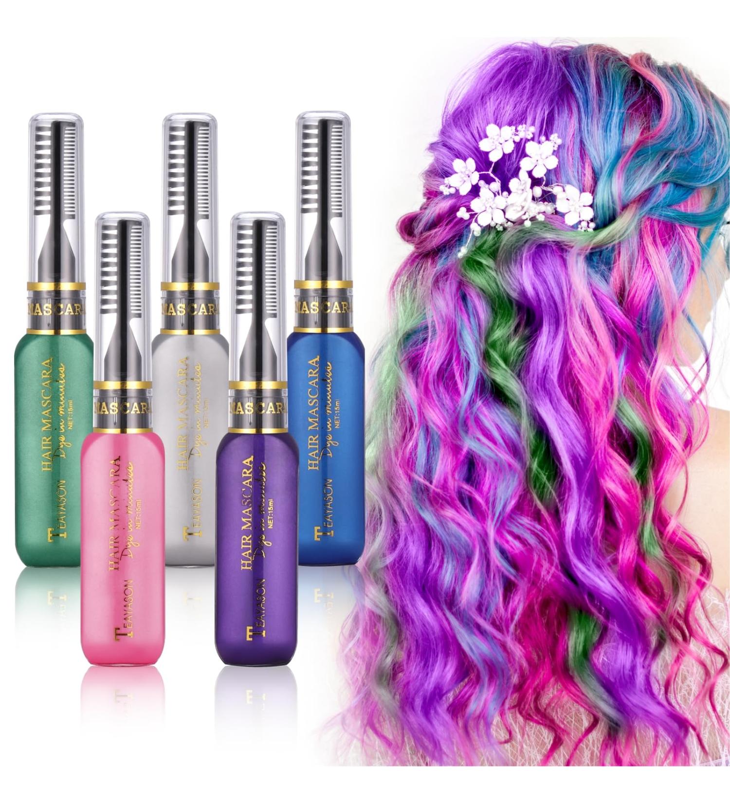 5PCS Temporary Bright Hair Chalk Dye Set - Washable Hair Colour for Kids, Men, and Women. Perfect for Halloween, Birthdays, and DIY Hair Makeup - Buy Online on SooperMarket.com