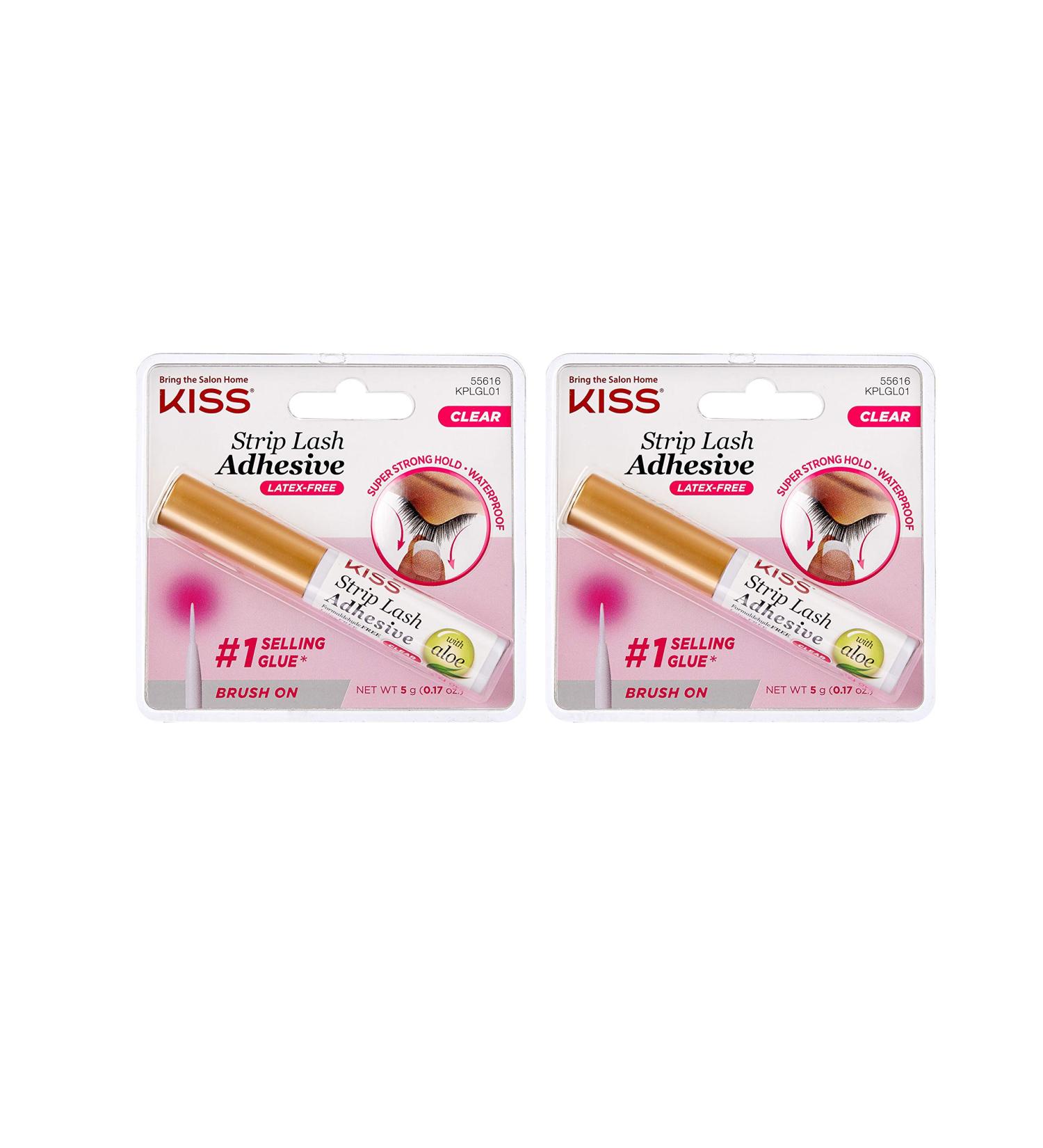 KISS Strip Eyelash Adhesive Clear 0.176 Oz (2 Pack) - 0.17 Ounce | Strong Hold, Waterproof Formula - Buy Online on SooperMarket.com