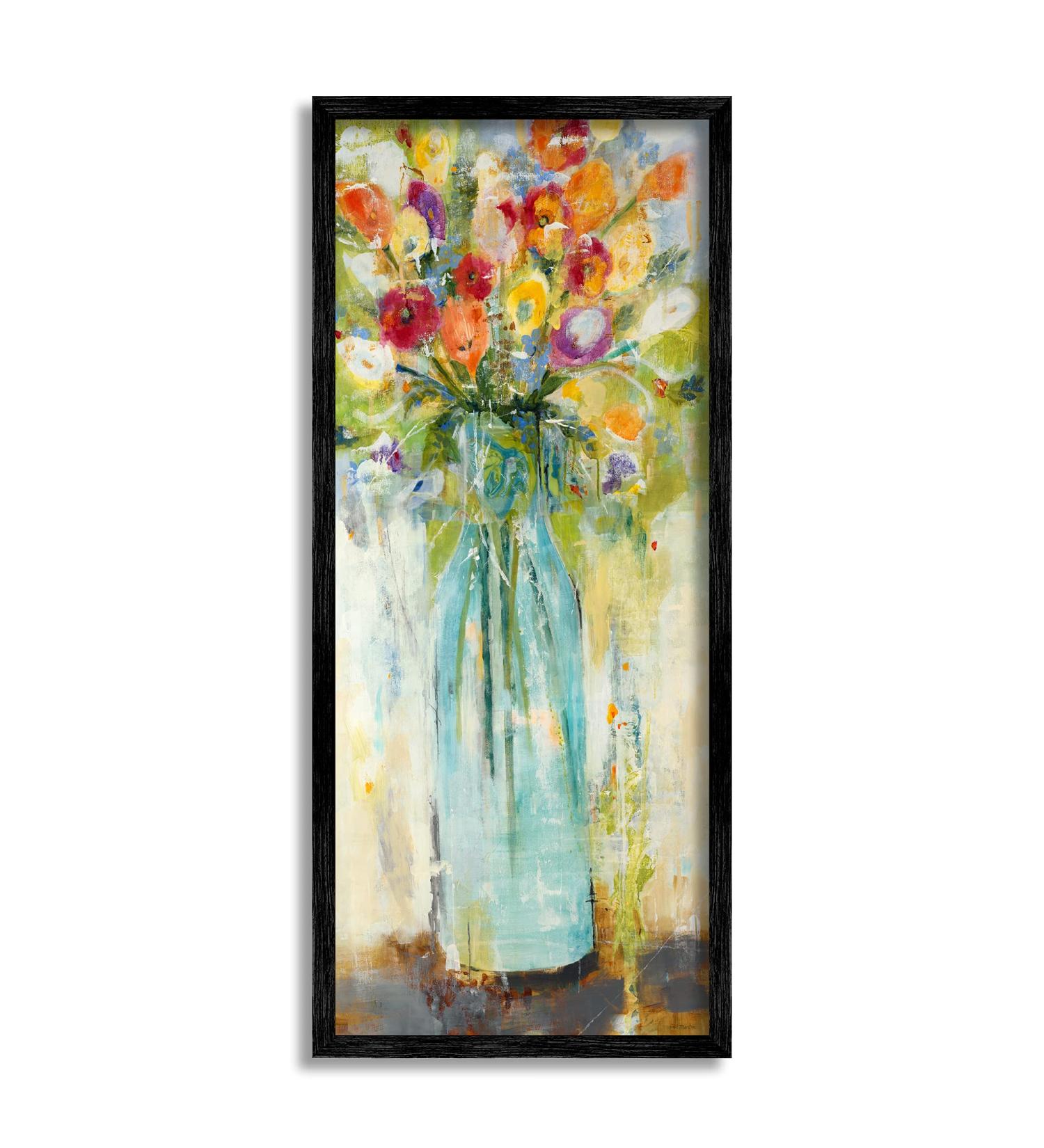 Stupell Industries Rustic Spring Bouquet Abstract Organic Shapes Design by Jill Martin Black Framed Wall Art 13 x 30 Multi-Color