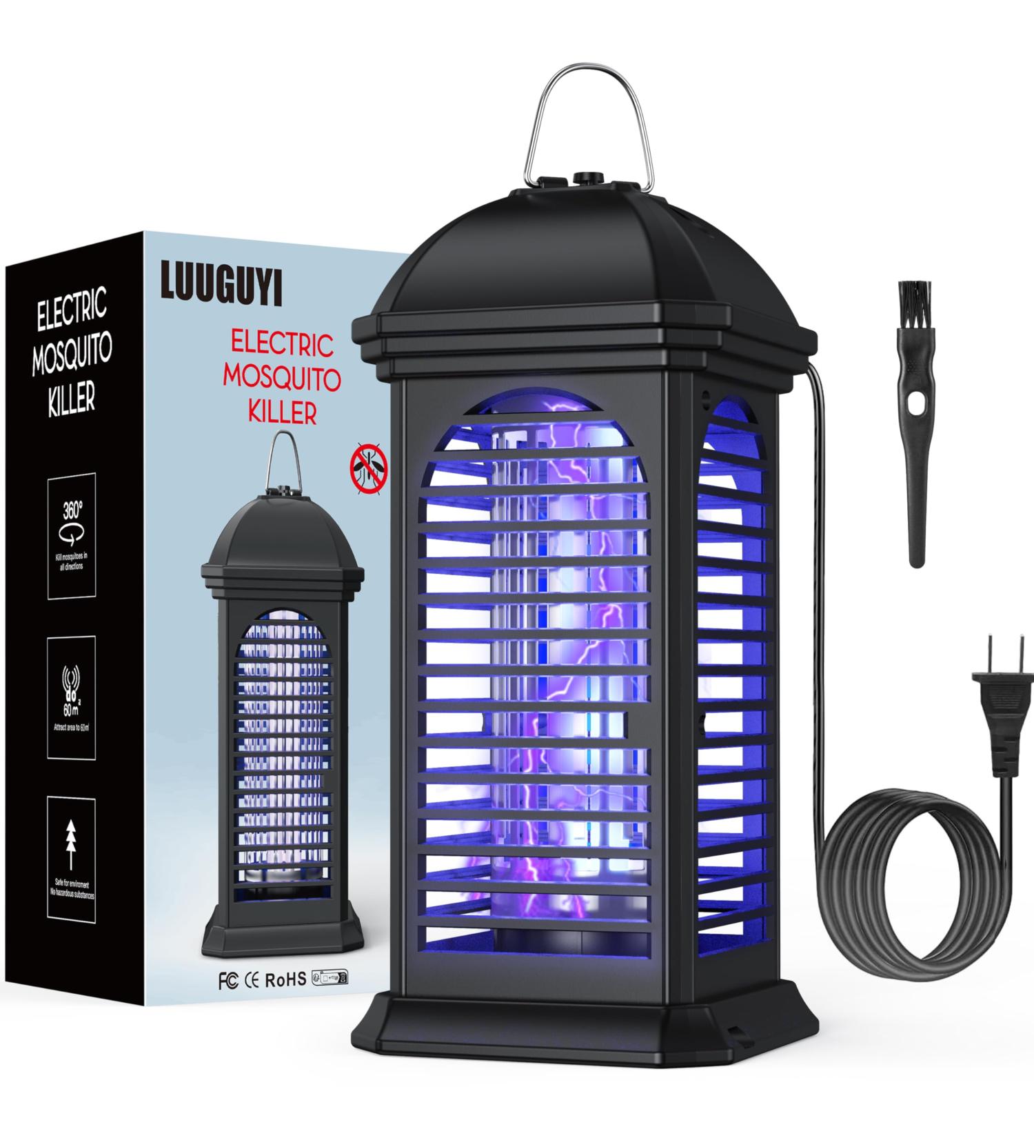 Electric Bug Zapper Indoor & Outdoor LUUGUYI 360 UV Mosquito Zappers Killer 4000V Electric Insect Fly Zapper Mosquito Trap No Odor & Chemicals Mosquito Lamp Bulb Black - Buy Online on SooperMarket.com