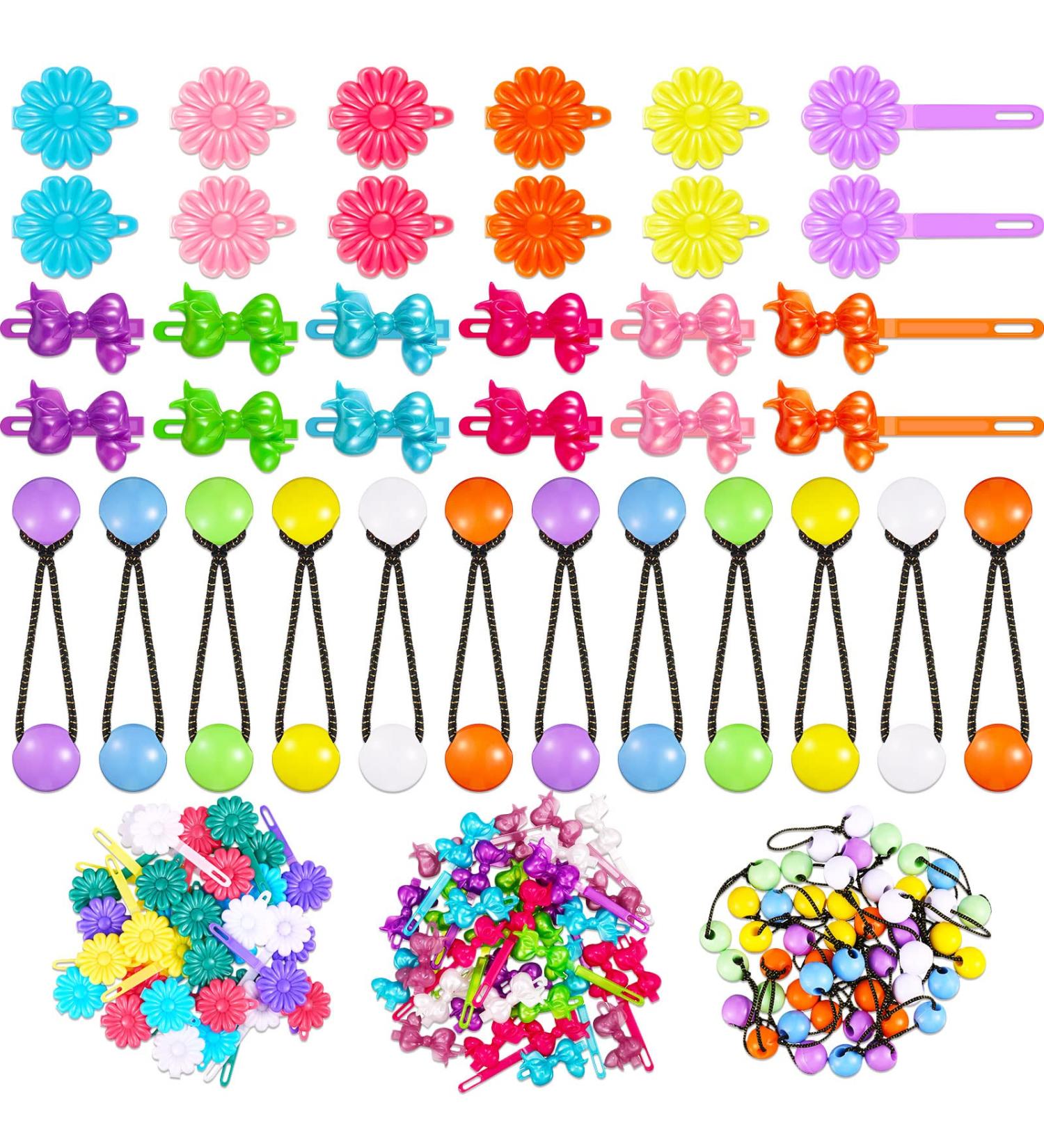 100 Pcs Girls Hair Accessories: Self Hinge Barrettes, Hair Ball Ties, Plastic Clips for Toddler Girls - Bow Flower Hair Tie for Baby Girls (Cool) - Buy Online on SooperMarket.com