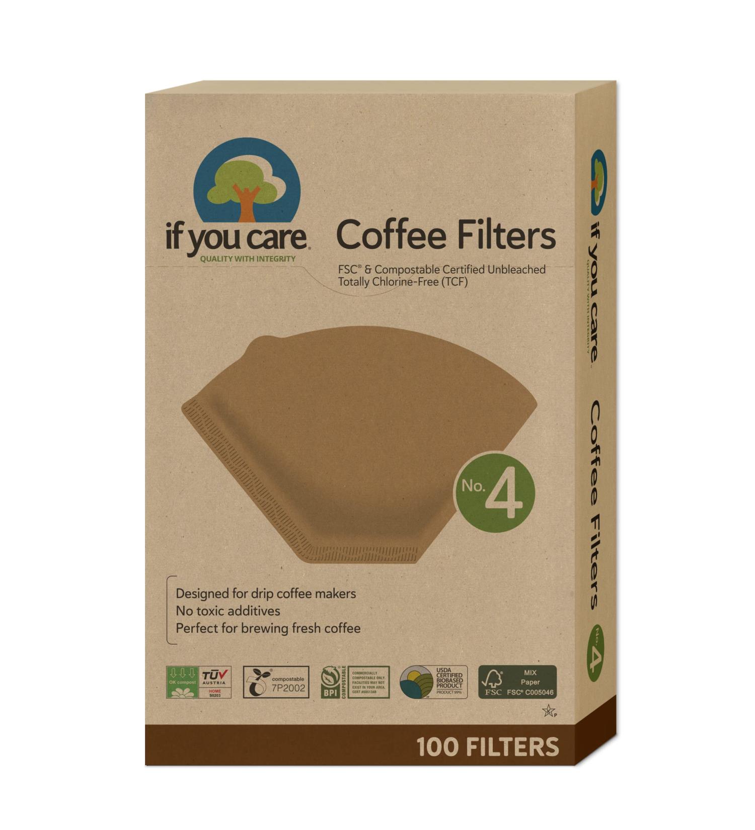 Natural Compostable Coffee Filters - If You Care #4 Cone, 100 Count, Chlorine Free - Buy Online on SooperMarket.com