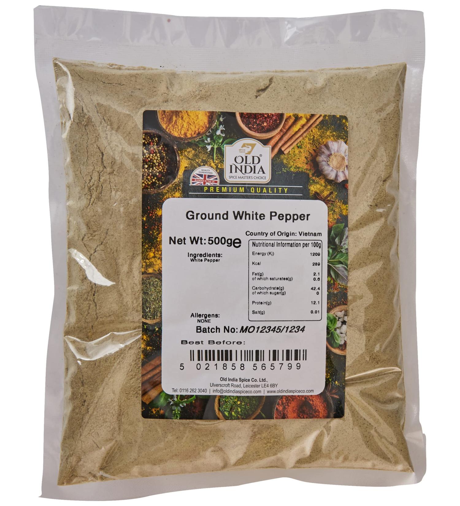 Old India Ground White Pepper 500g - Premium Quality Spice (Pack of 1) - Buy Online on SooperMarket.com