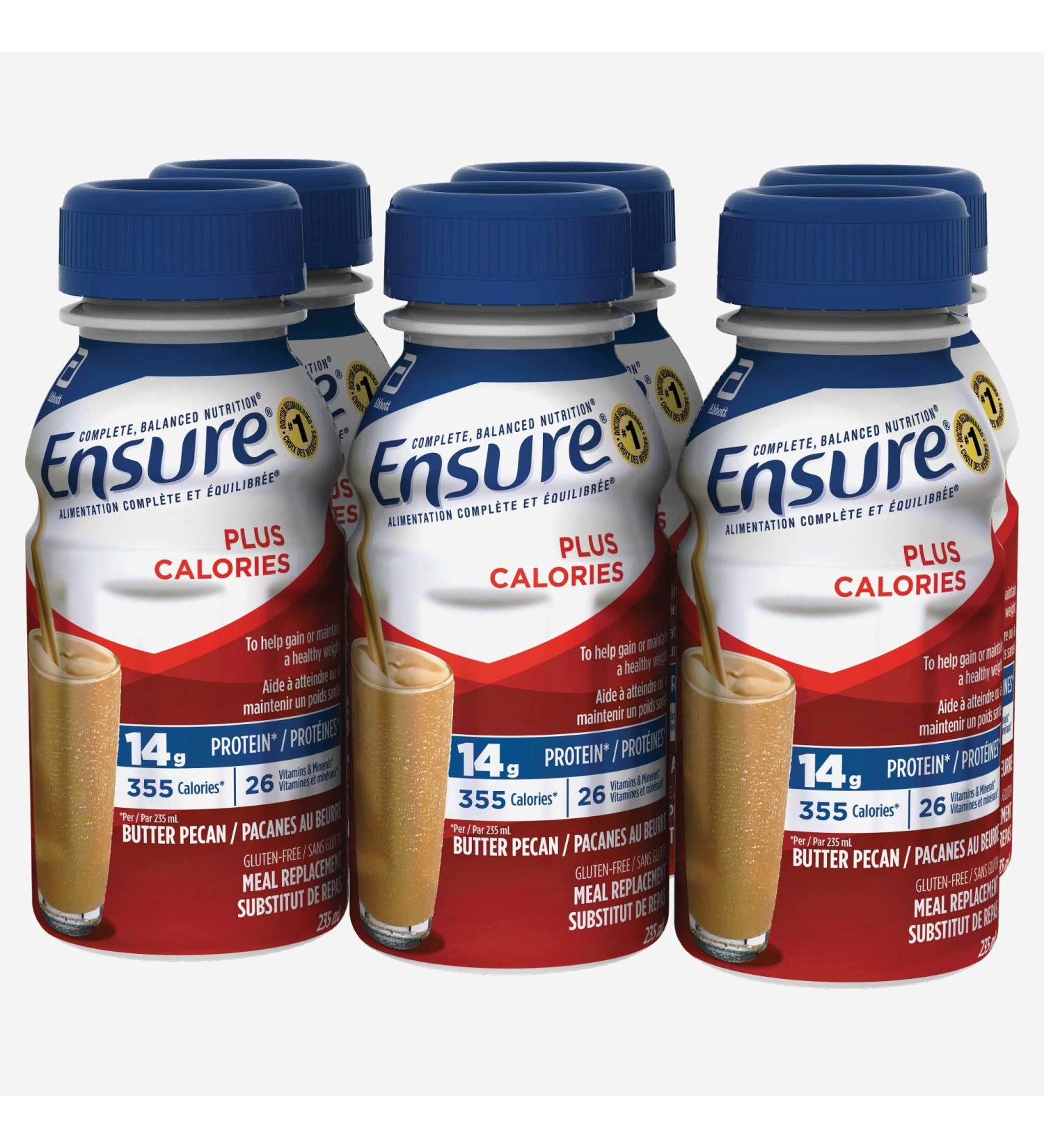 Ensure Plus Calories Nutritional Supplement Shake To Help With Healthy Weight Gain Or Maintenance Butter Pecan 6 x 235-mL Bottles - Buy Online on SooperMarket.com